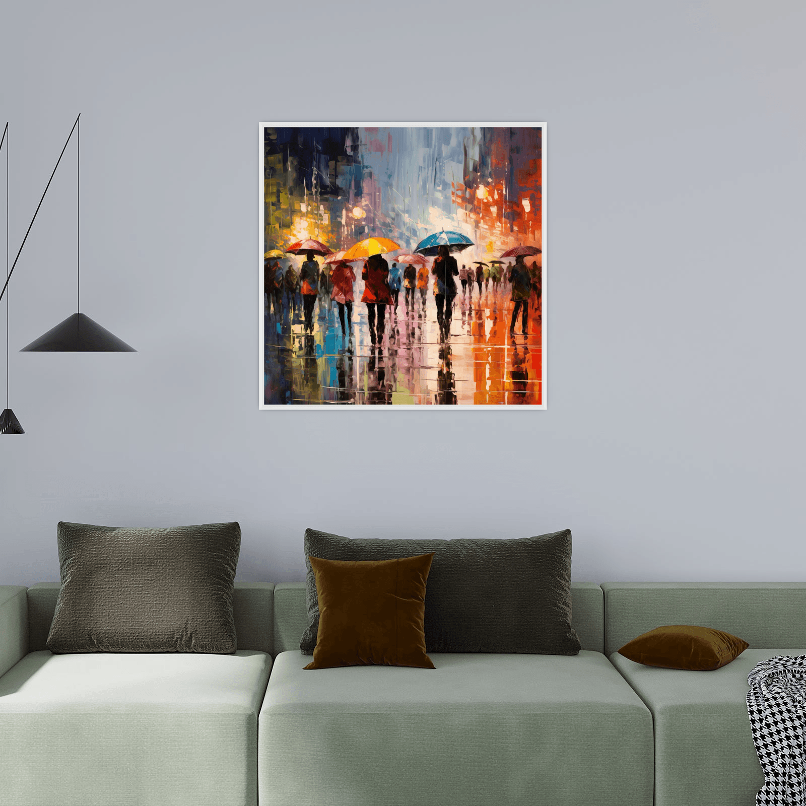 Rainy day in a busy street - ArtDeco Canvas