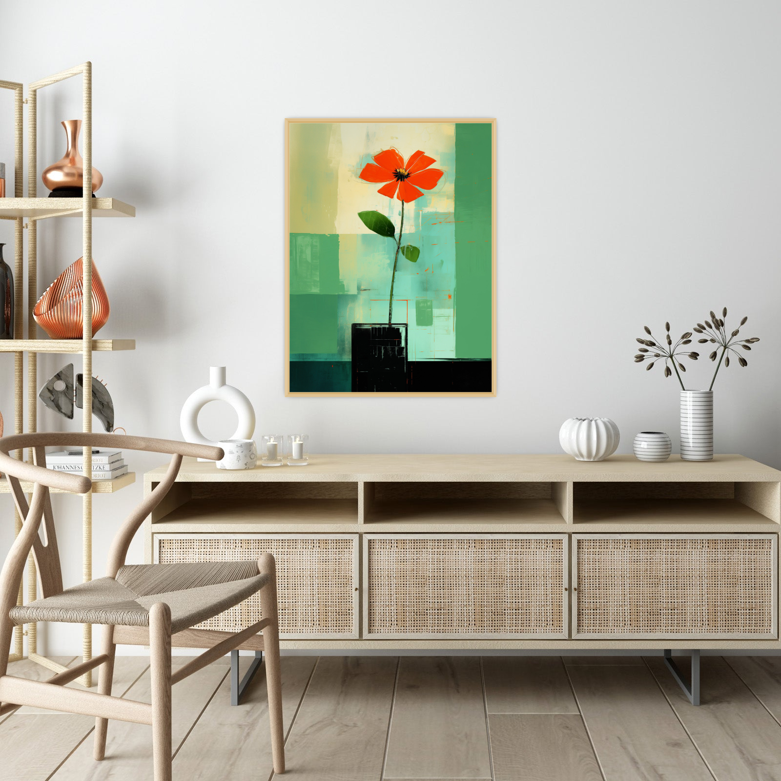 Red flower in the vase