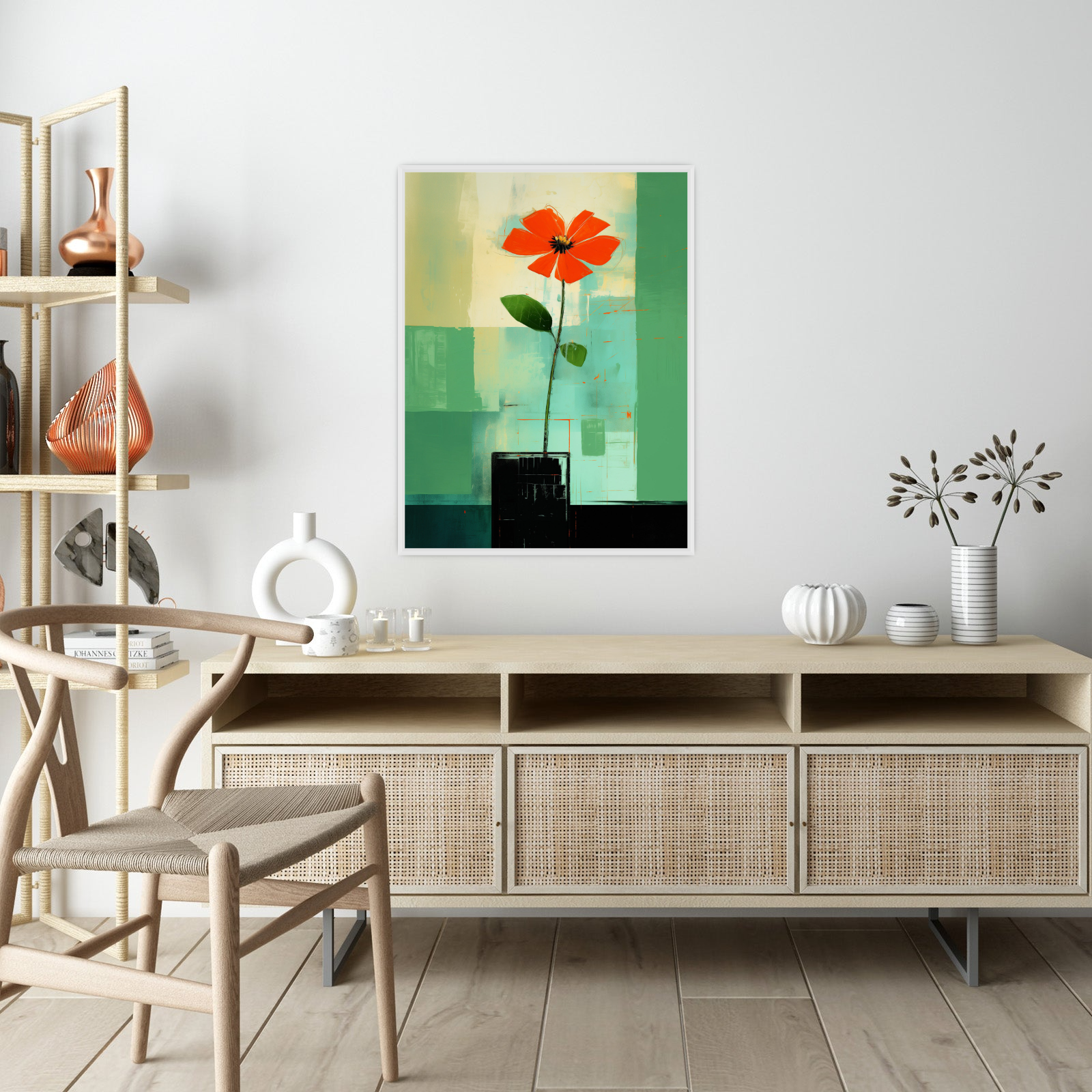 Red flower in the vase
