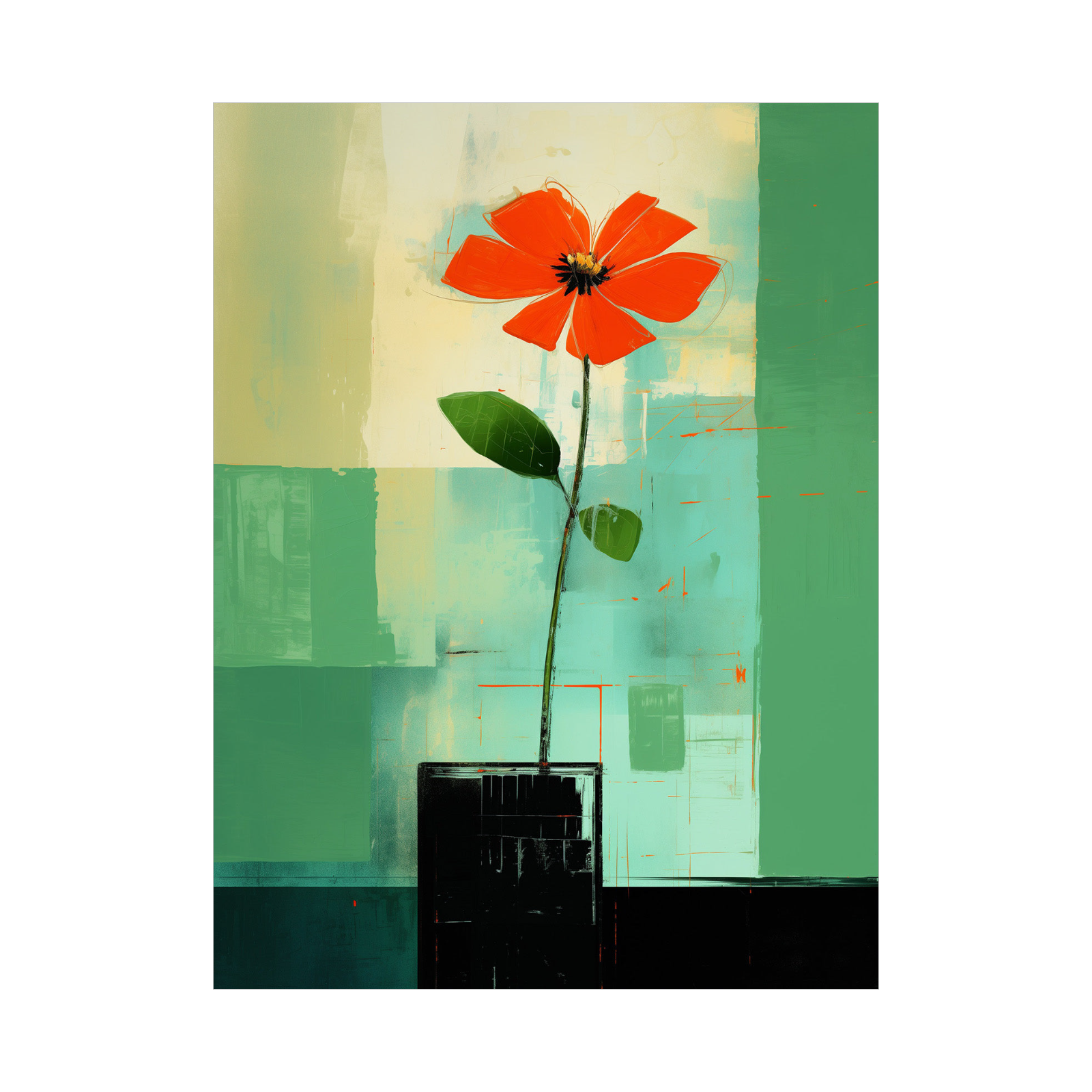 Red flower in the vase