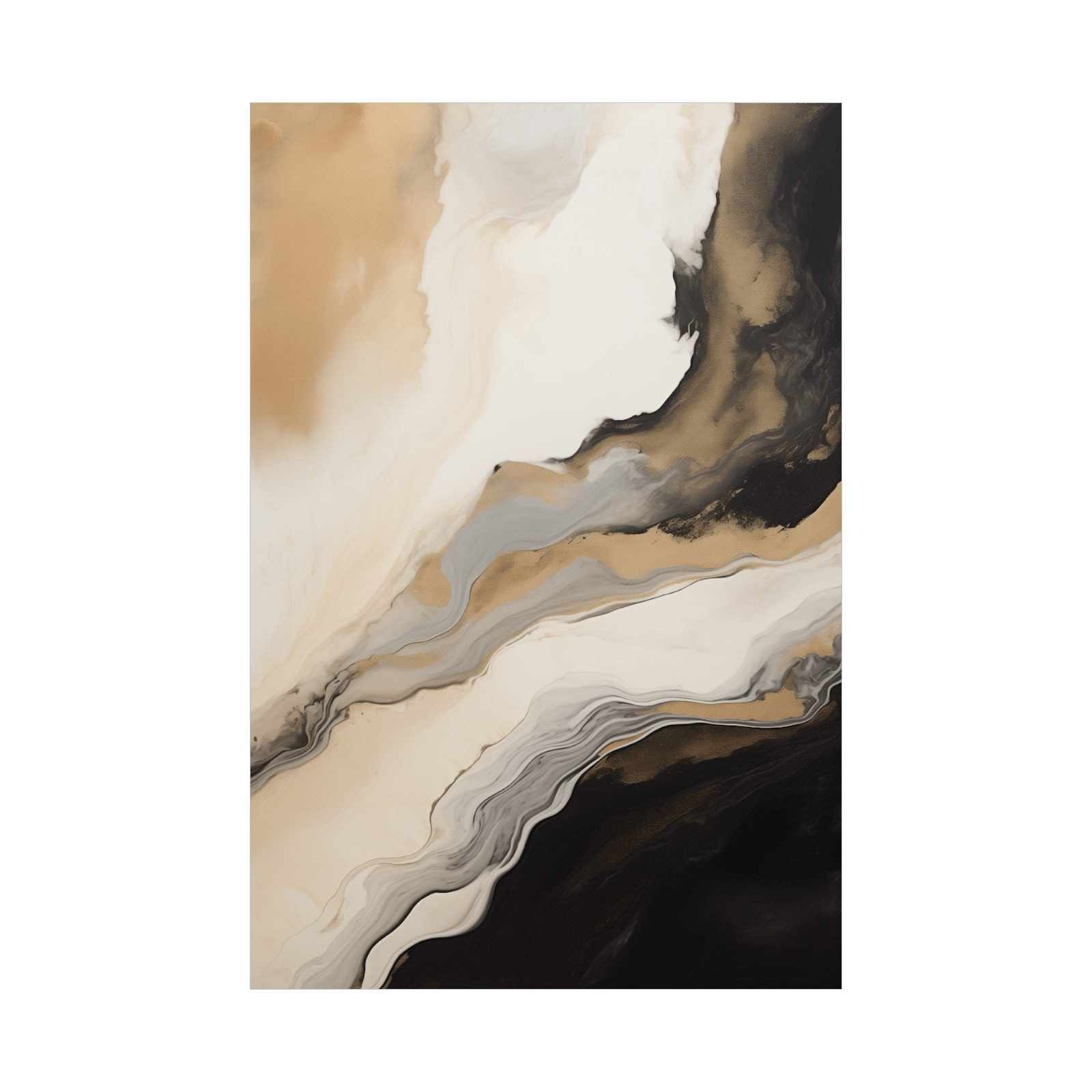 Reflection of the cut rock in gold and beige - ArtDeco Canvas
