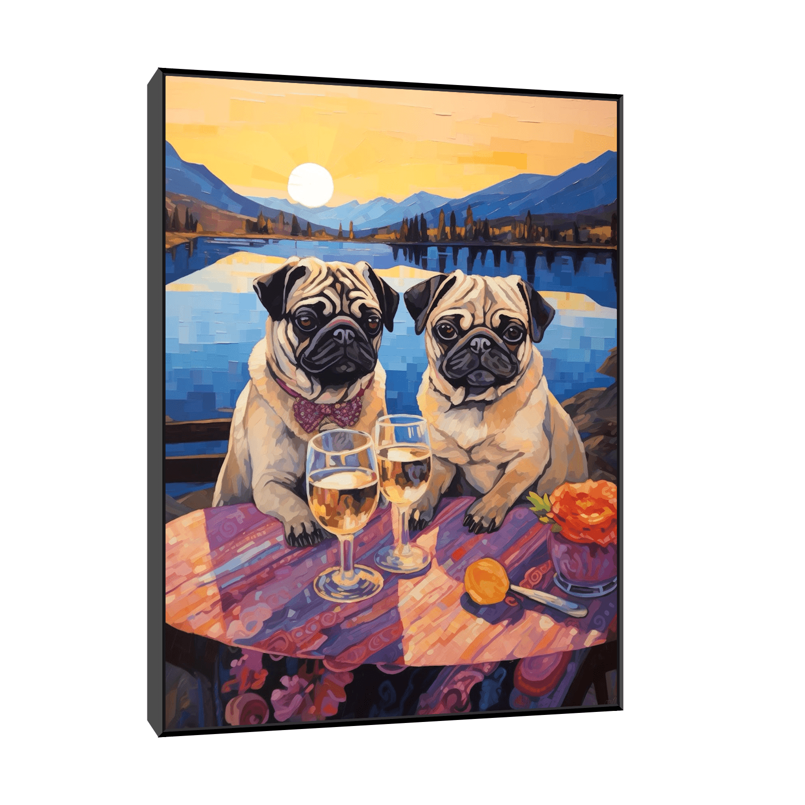 Romantic pugs duo - ArtDeco Canvas