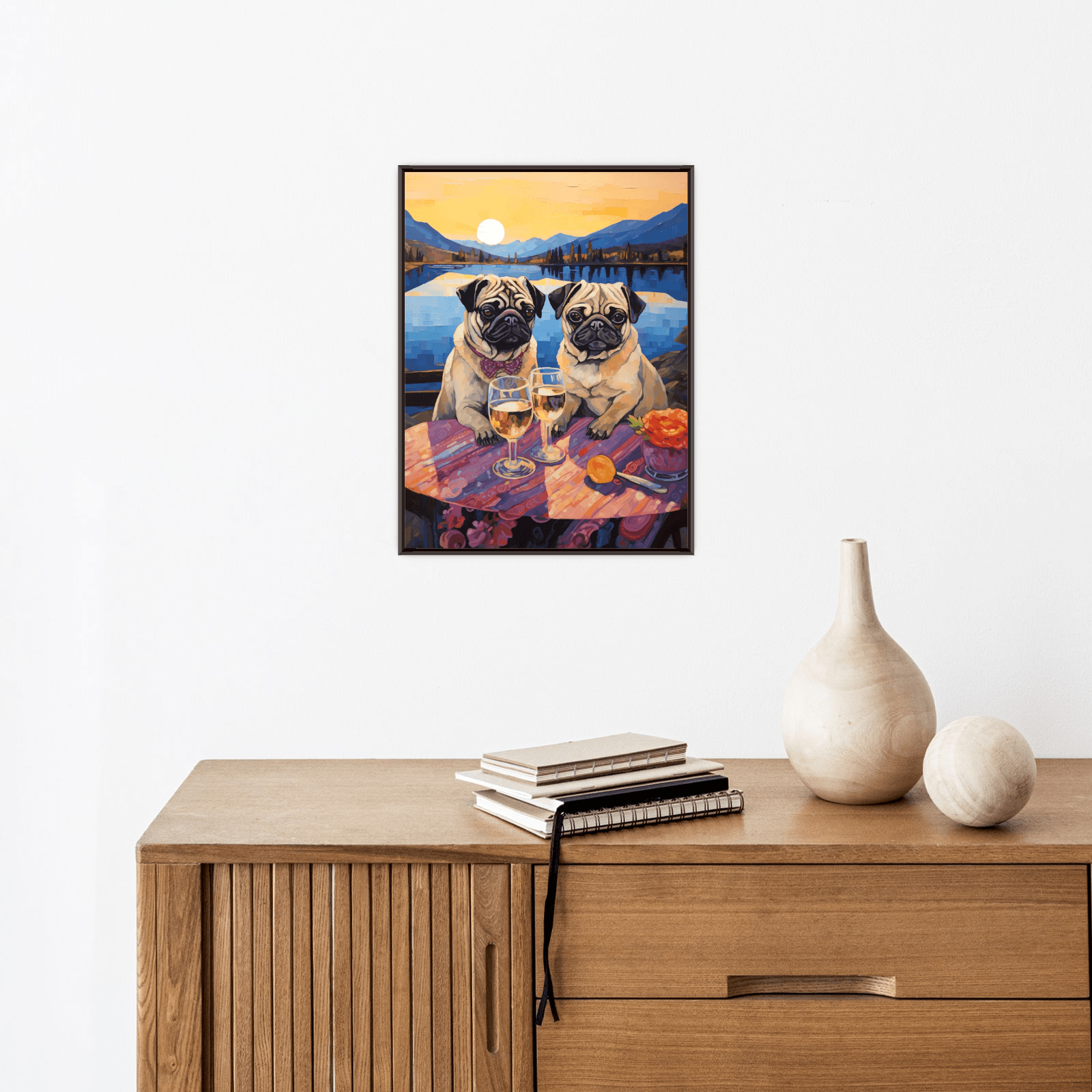 Romantic pugs duo - ArtDeco Canvas