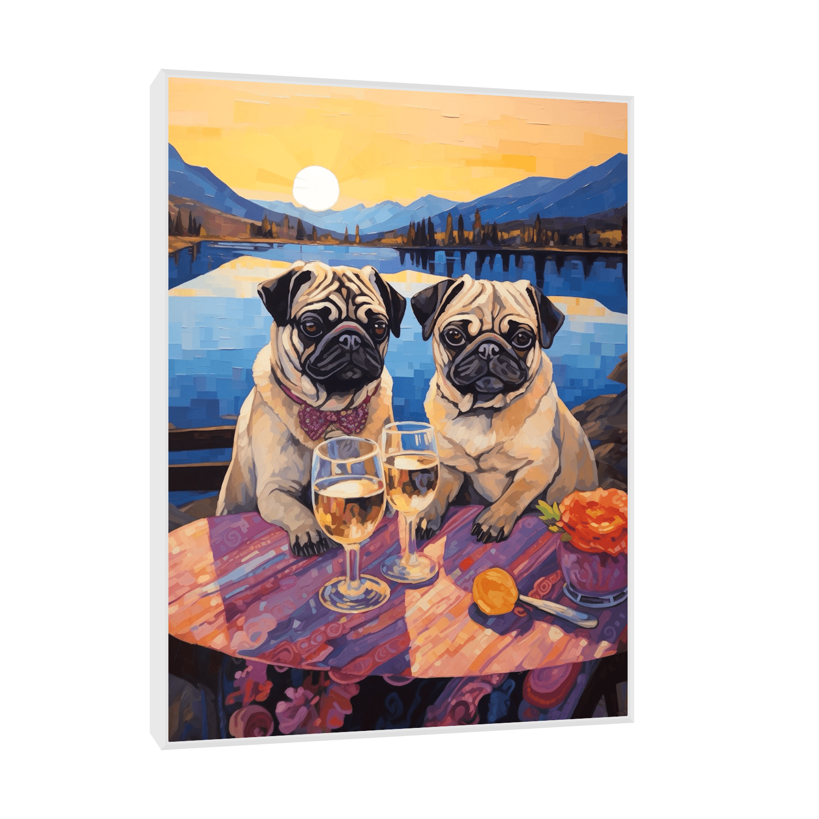 Romantic pugs duo - ArtDeco Canvas