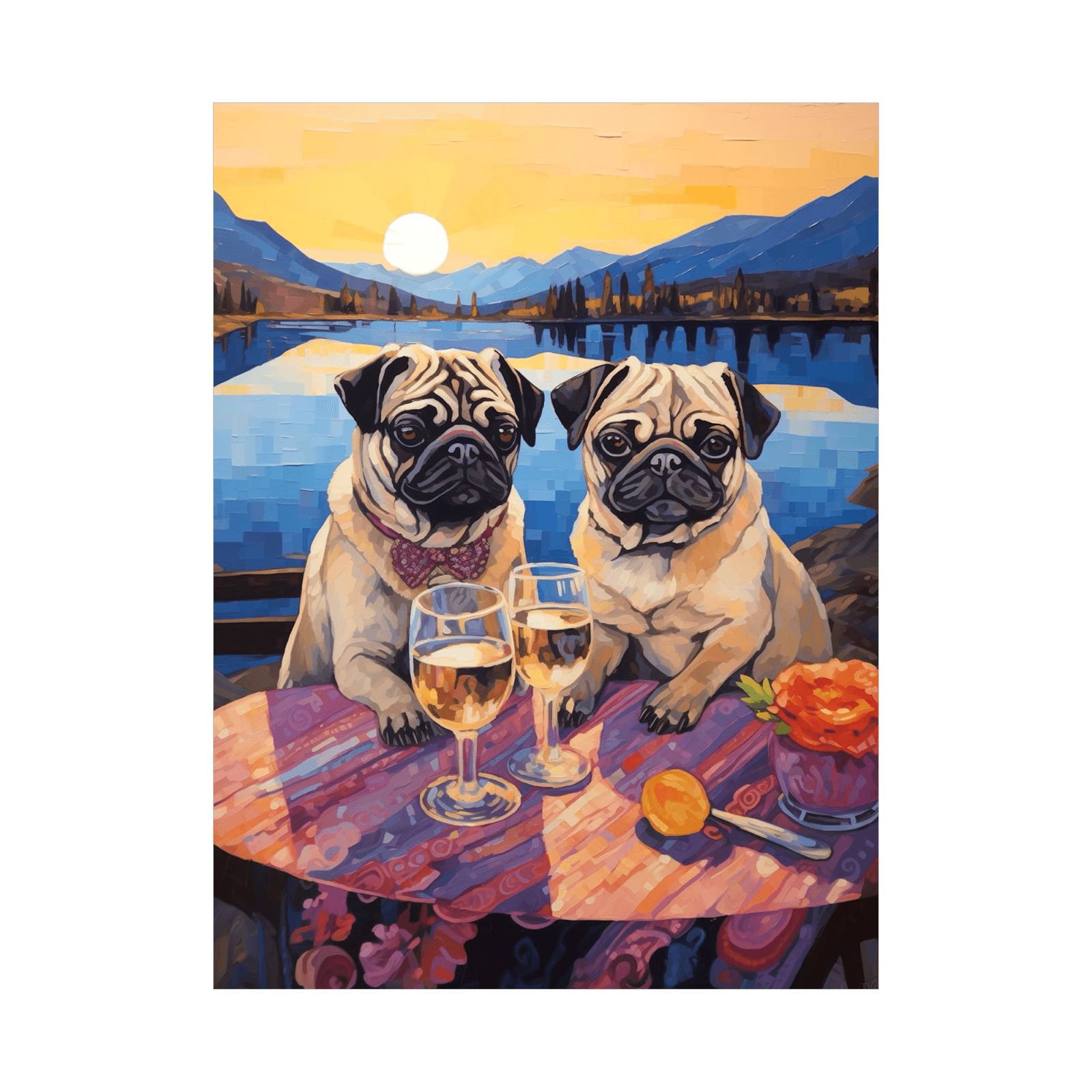 Romantic pugs duo - ArtDeco Canvas