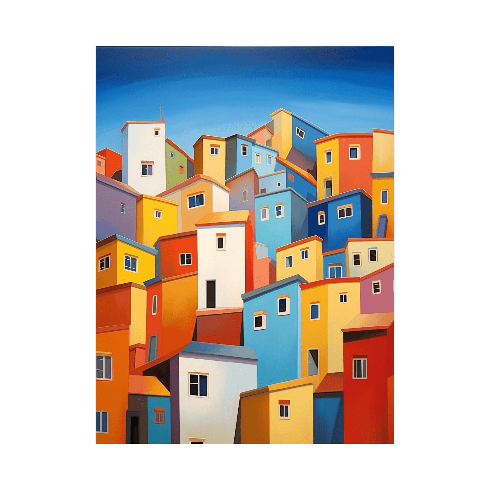 Set of colorful buildings - ArtDeco Canvas