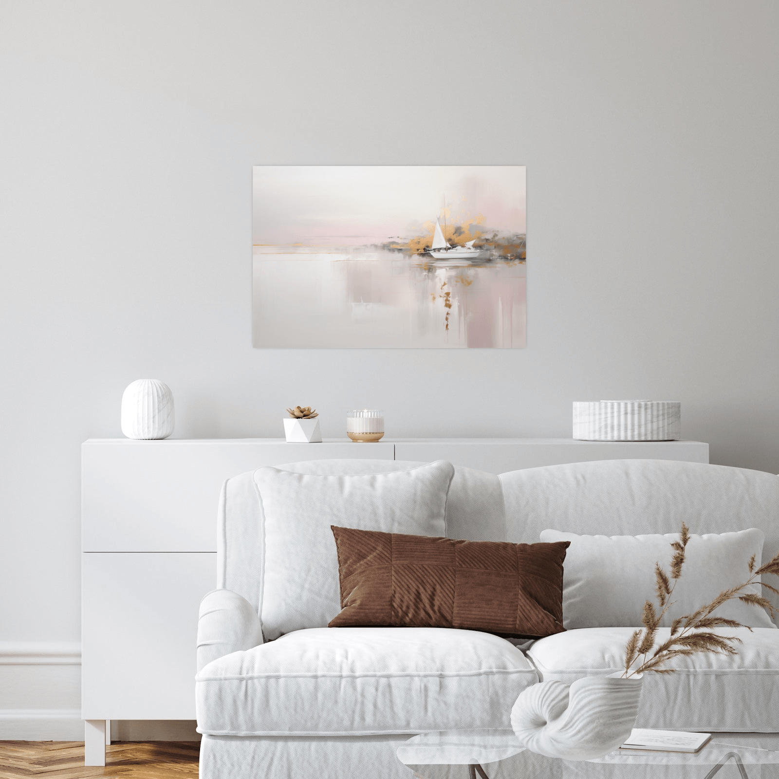 Small boat on the horizon - ArtDeco Canvas