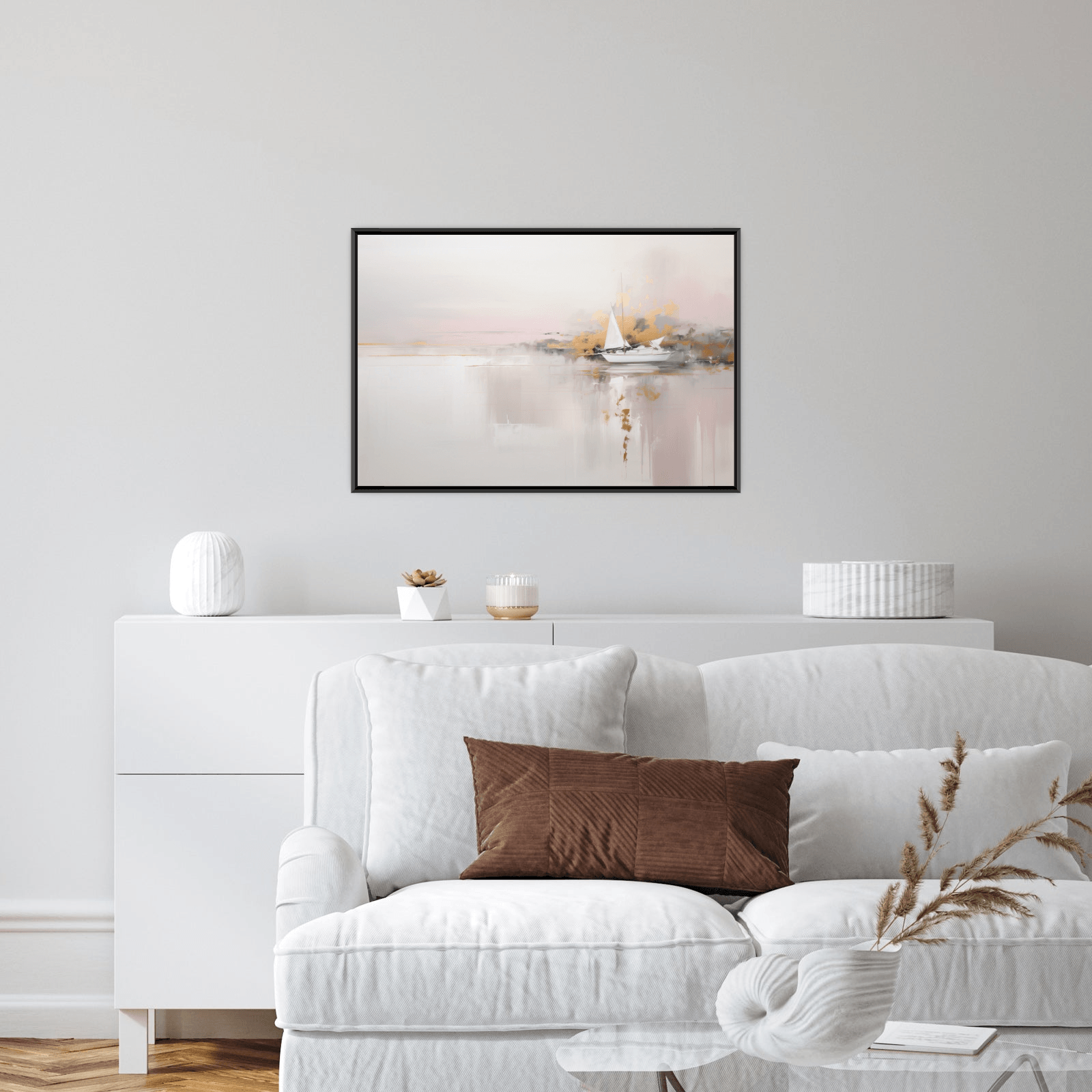 Small boat on the horizon - ArtDeco Canvas