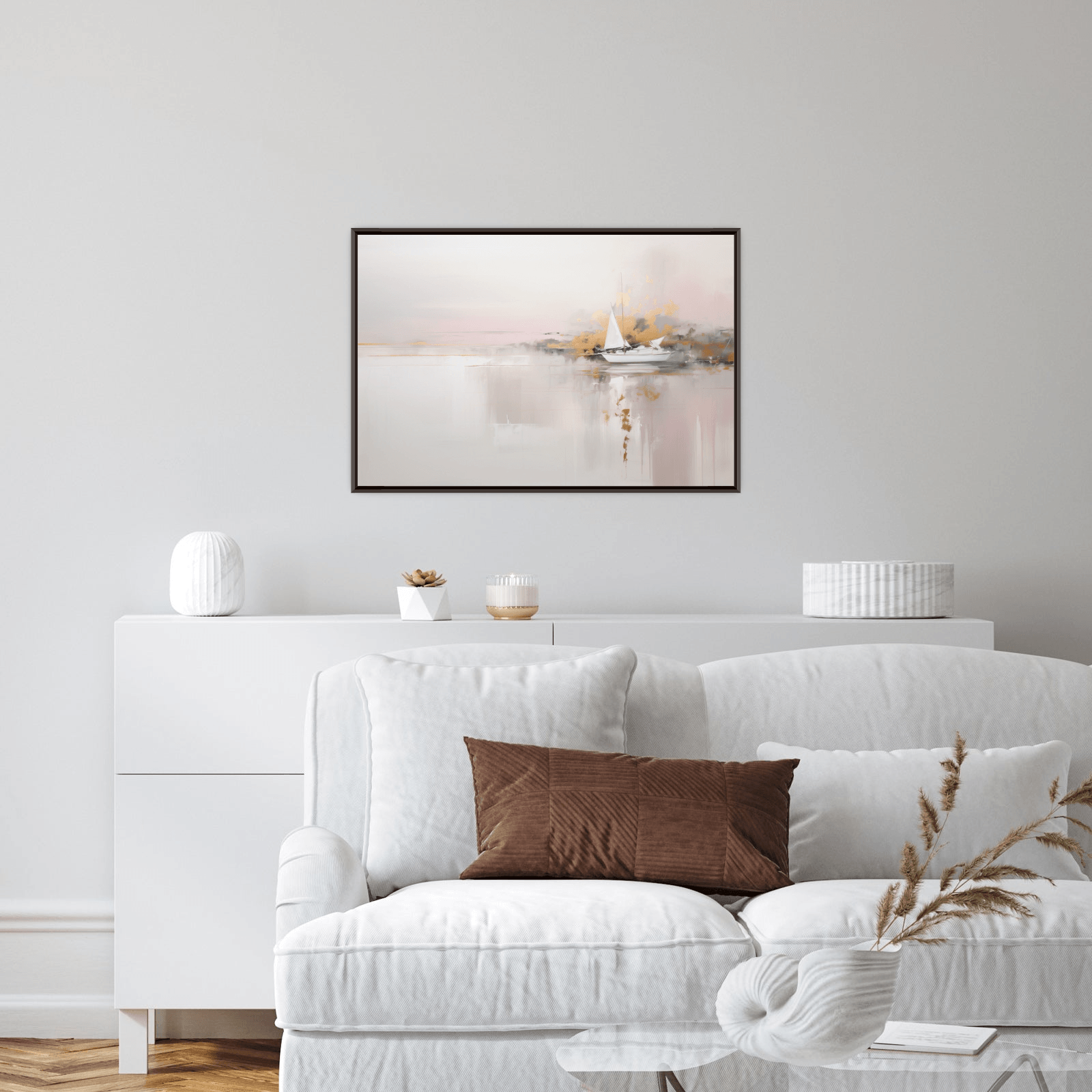 Small boat on the horizon - ArtDeco Canvas
