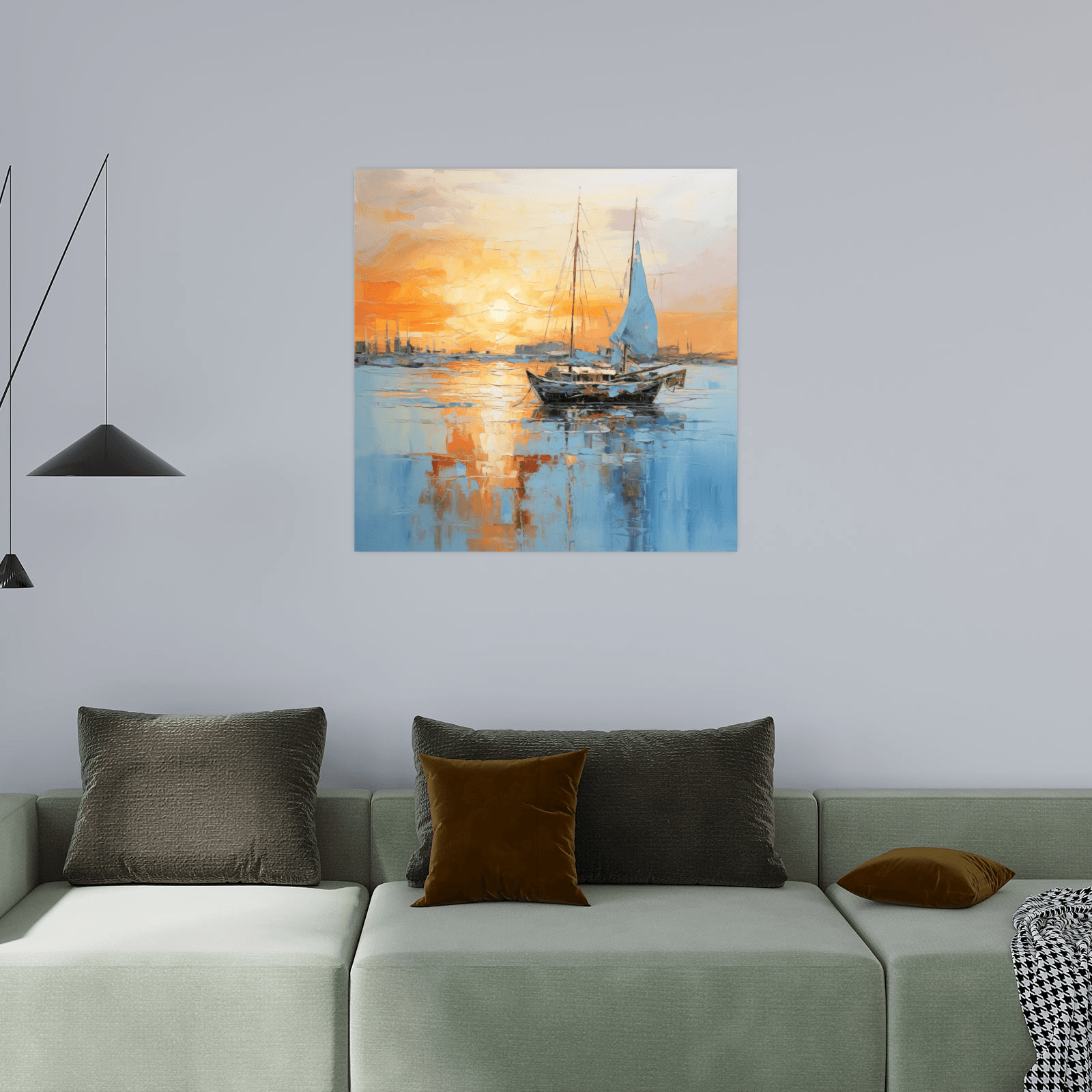 Small boat returning to port - ArtDeco Canvas