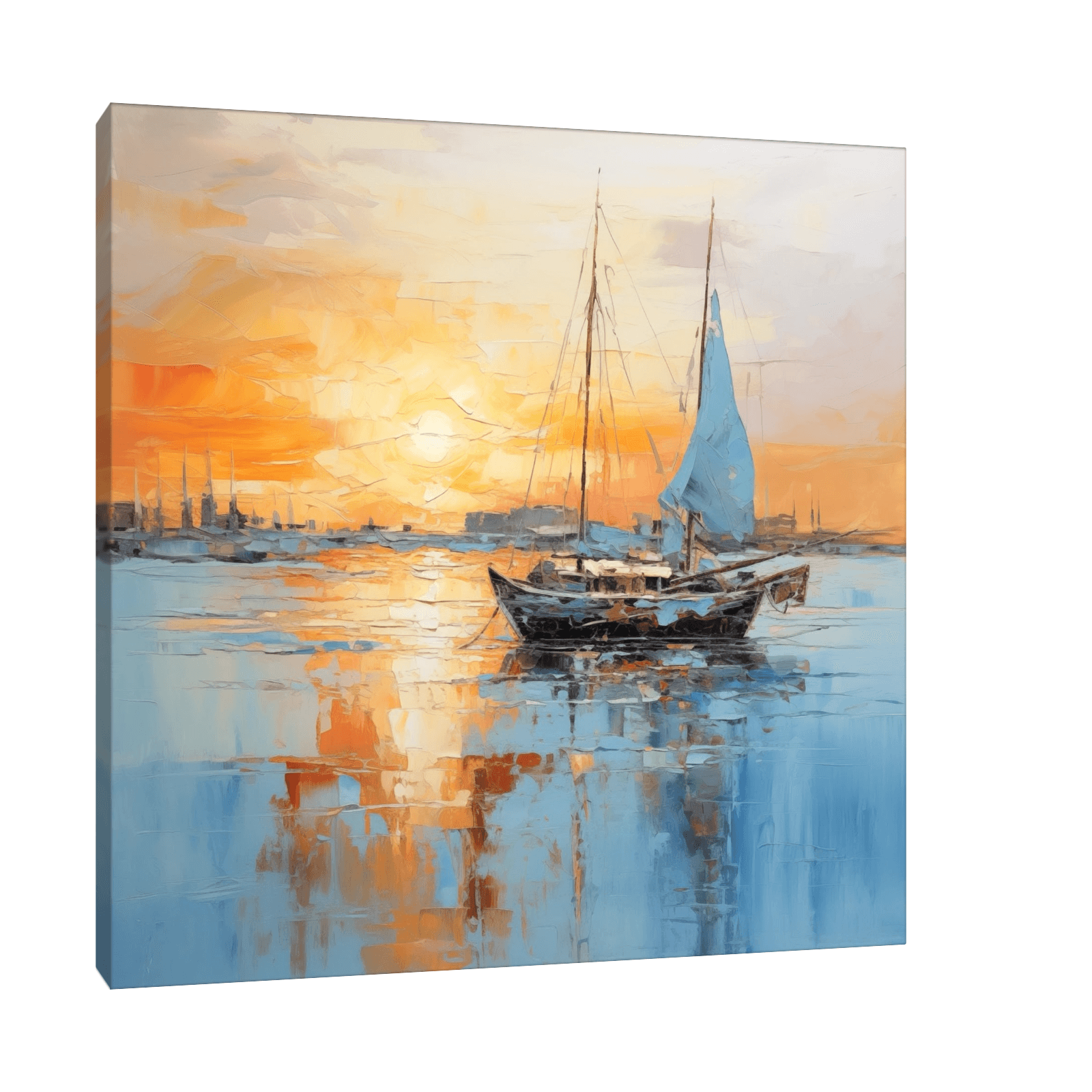 Small boat returning to port - ArtDeco Canvas