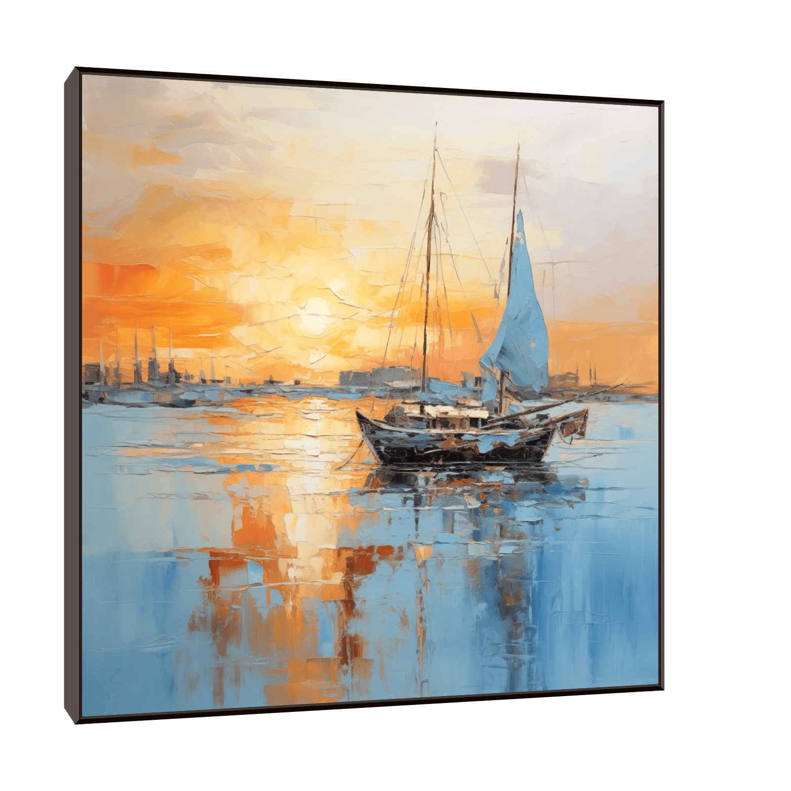 Small boat returning to port - ArtDeco Canvas