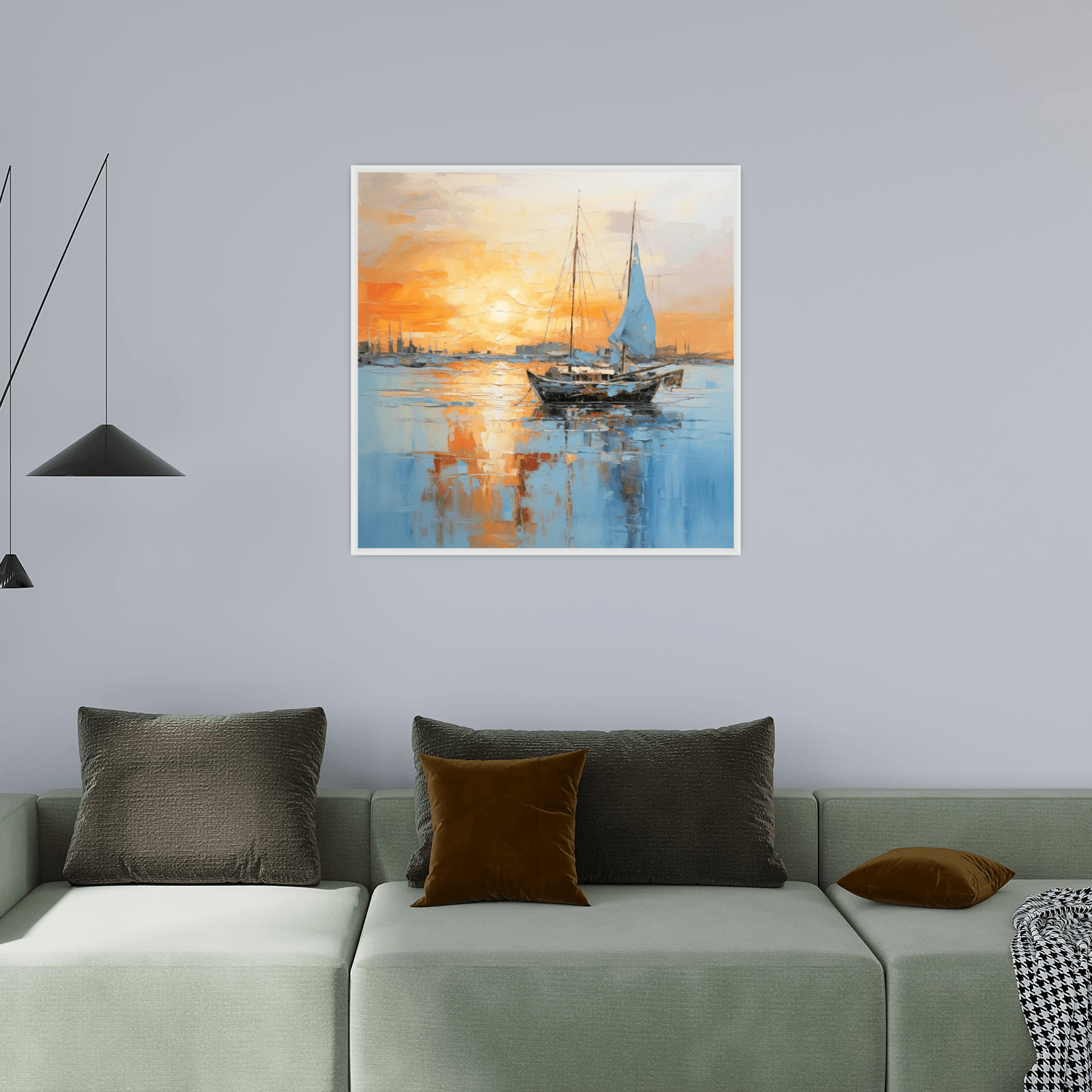 Small boat returning to port - ArtDeco Canvas