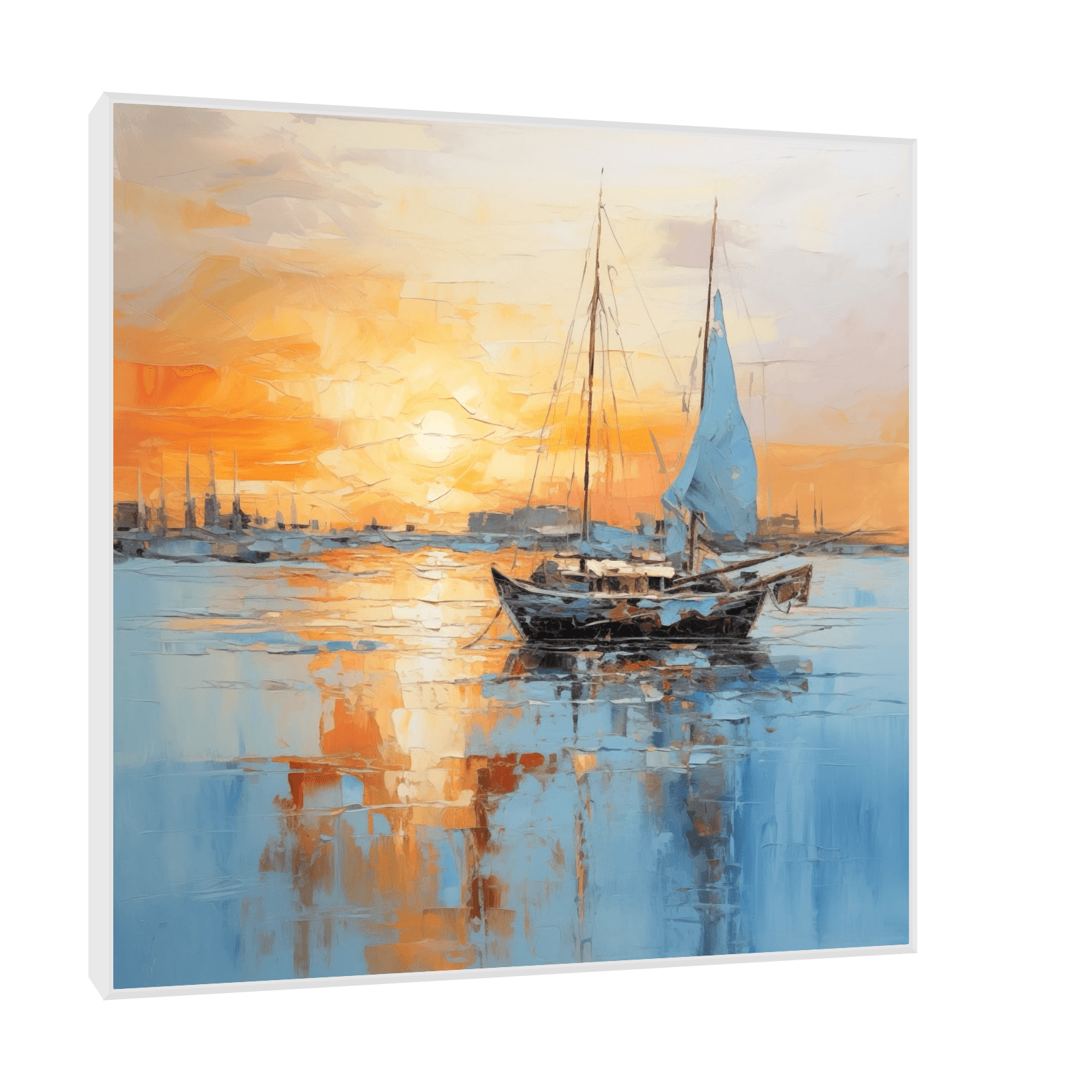 Small boat returning to port - ArtDeco Canvas