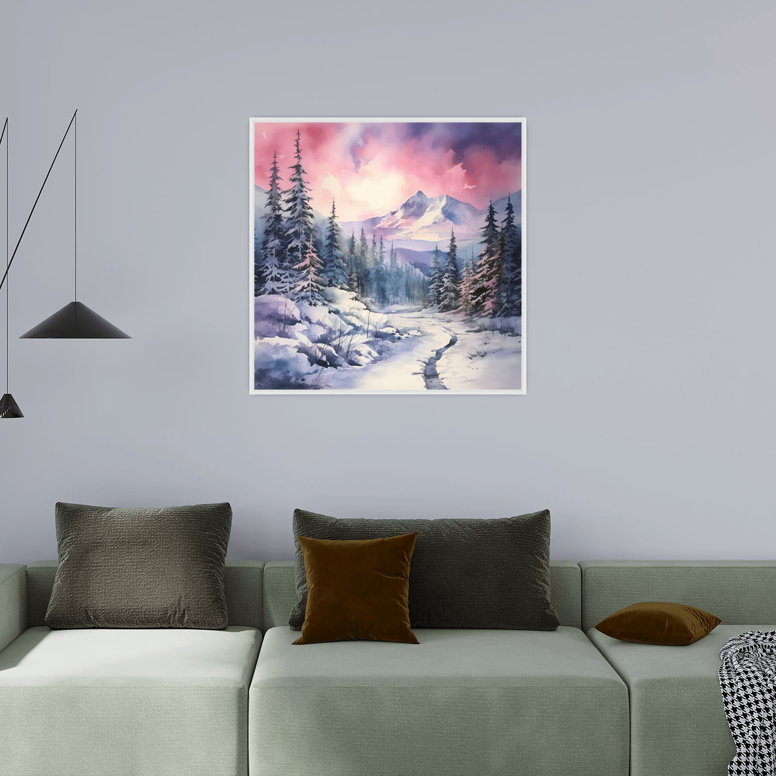 Snowy mountain at the sundown - ArtDeco Canvas