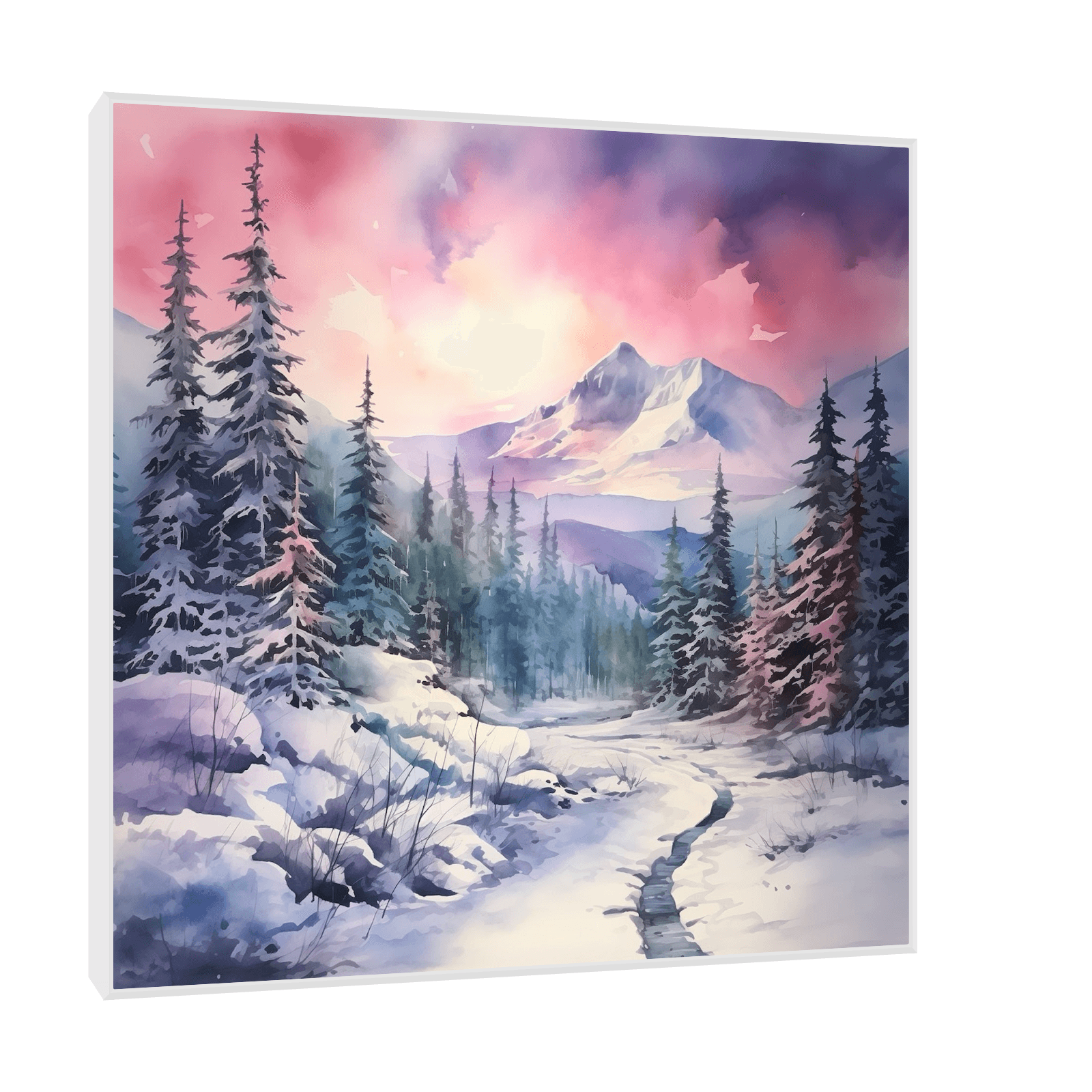 Snowy mountain at the sundown - ArtDeco Canvas