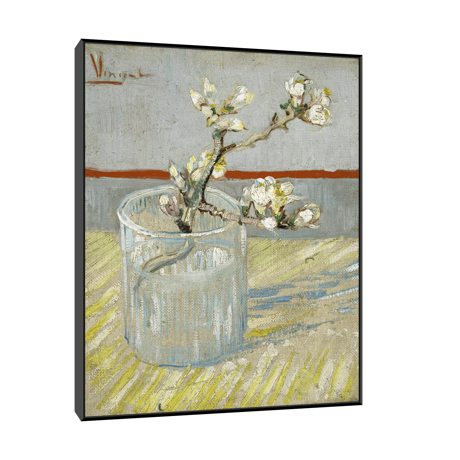 Sprig of flowering almond in a glass, Vincent van Gogh - ArtDeco Canvas