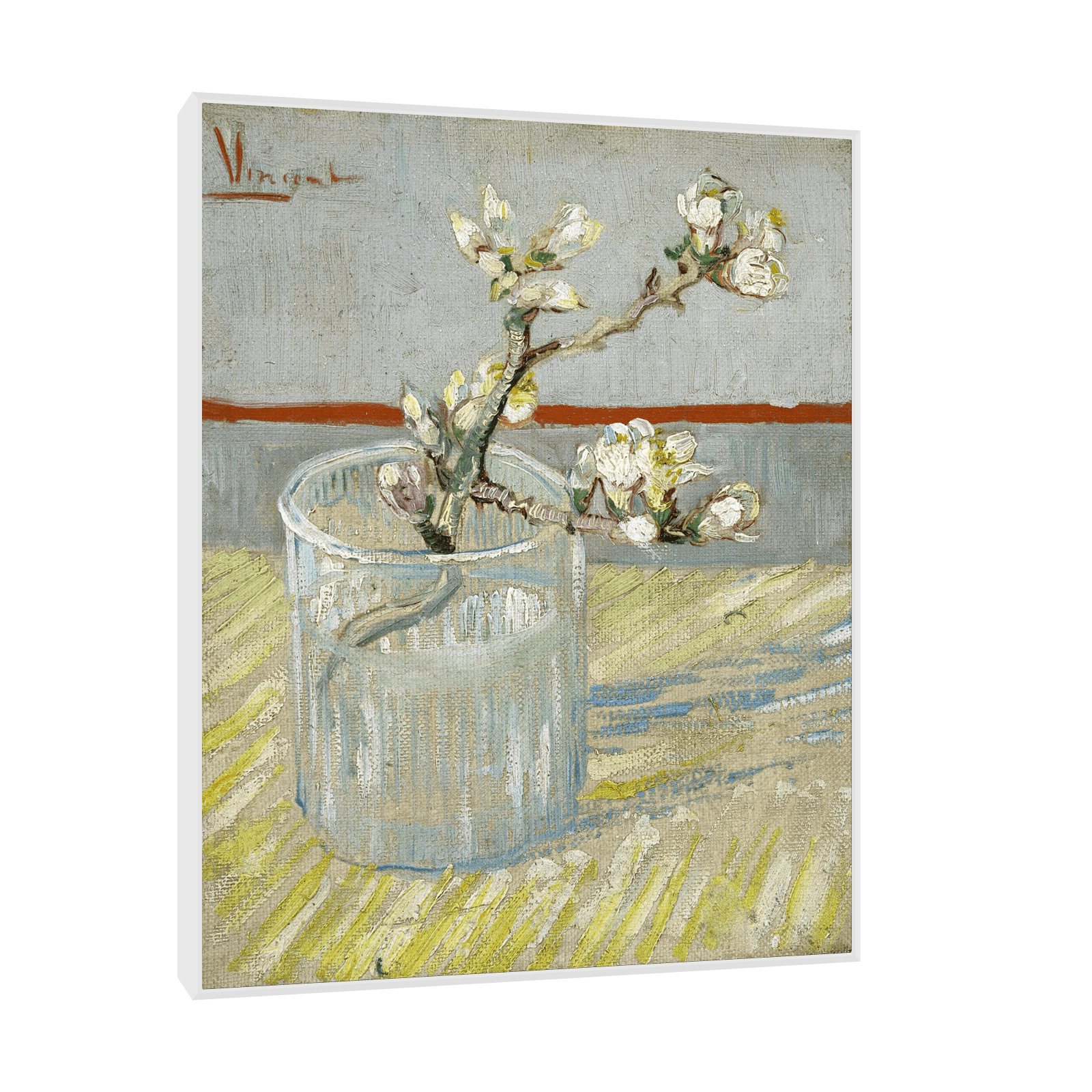 Sprig of flowering almond in a glass, Vincent van Gogh - ArtDeco Canvas