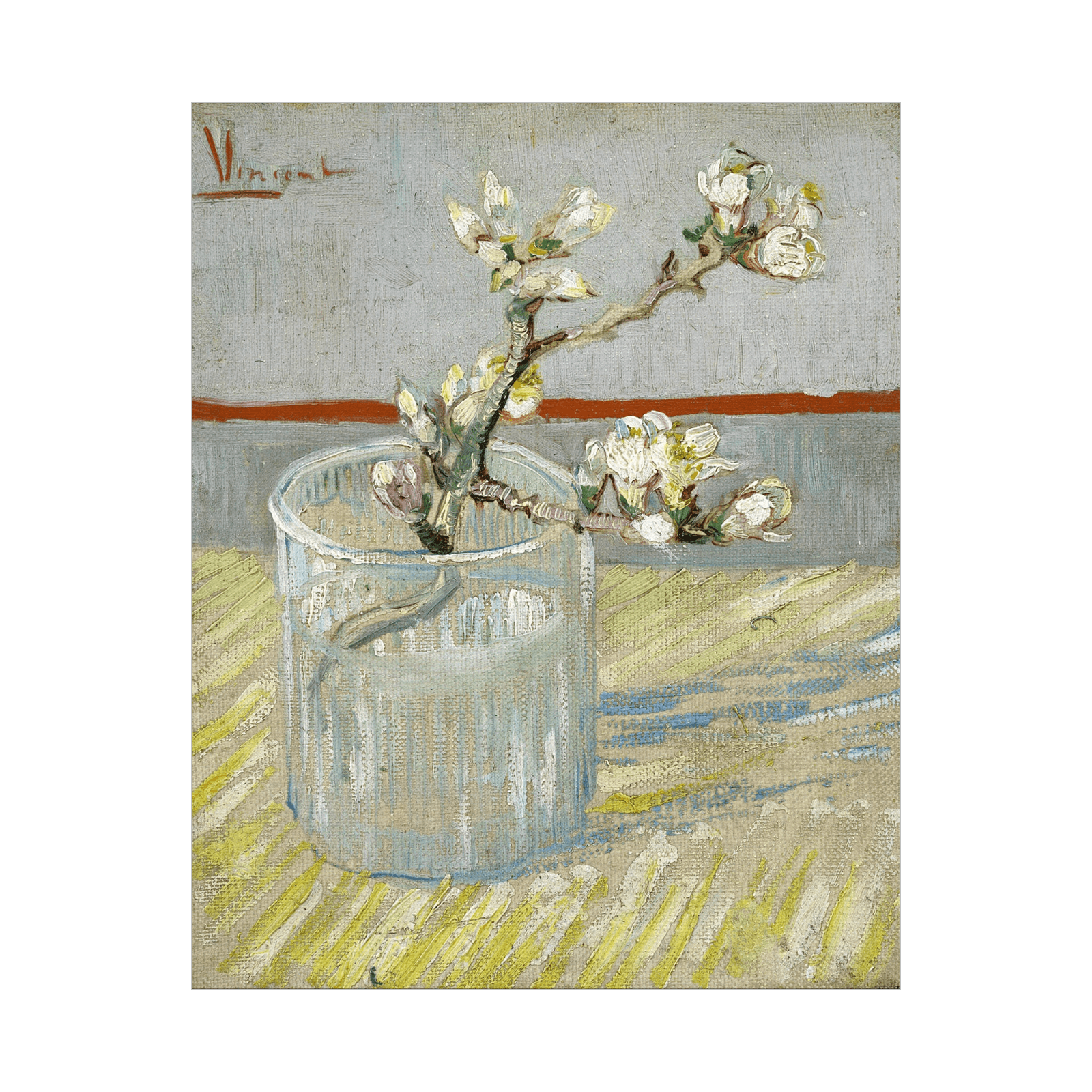 Sprig of flowering almond in a glass, Vincent van Gogh - ArtDeco Canvas