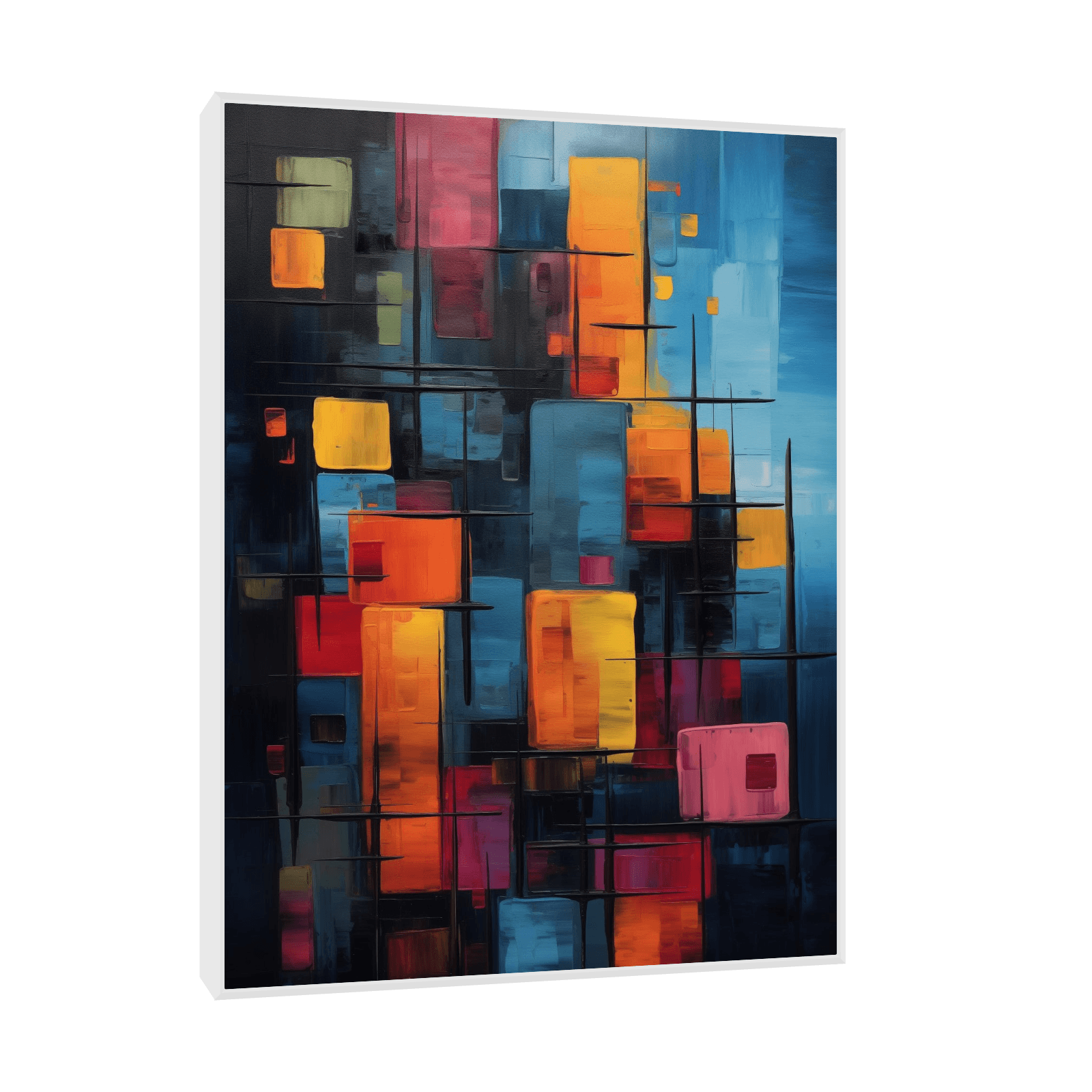 Stack of colorful buildings - ArtDeco Canvas