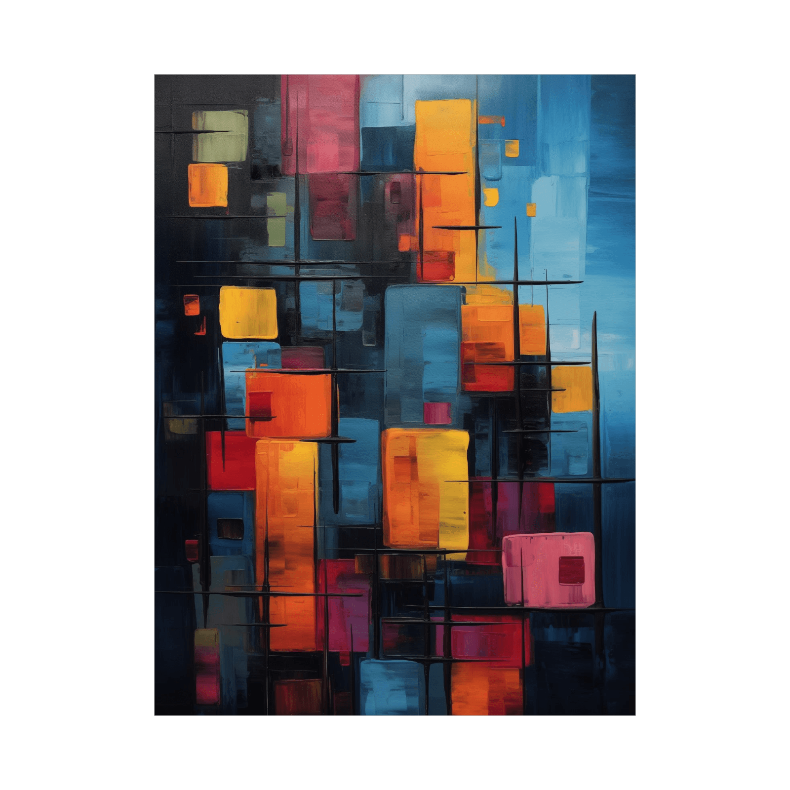 Stack of colorful buildings - ArtDeco Canvas