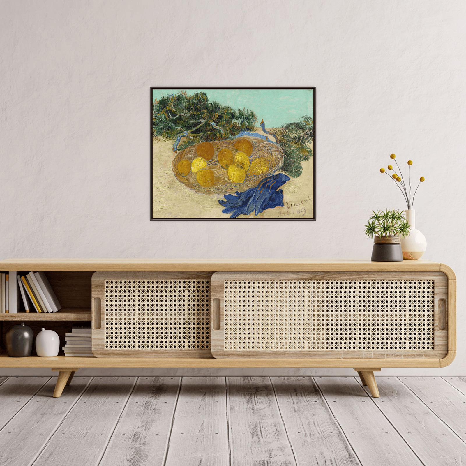 Still Life of Oranges and Lemons with Blue Gloves, Vincent van Gogh - ArtDeco Canvas