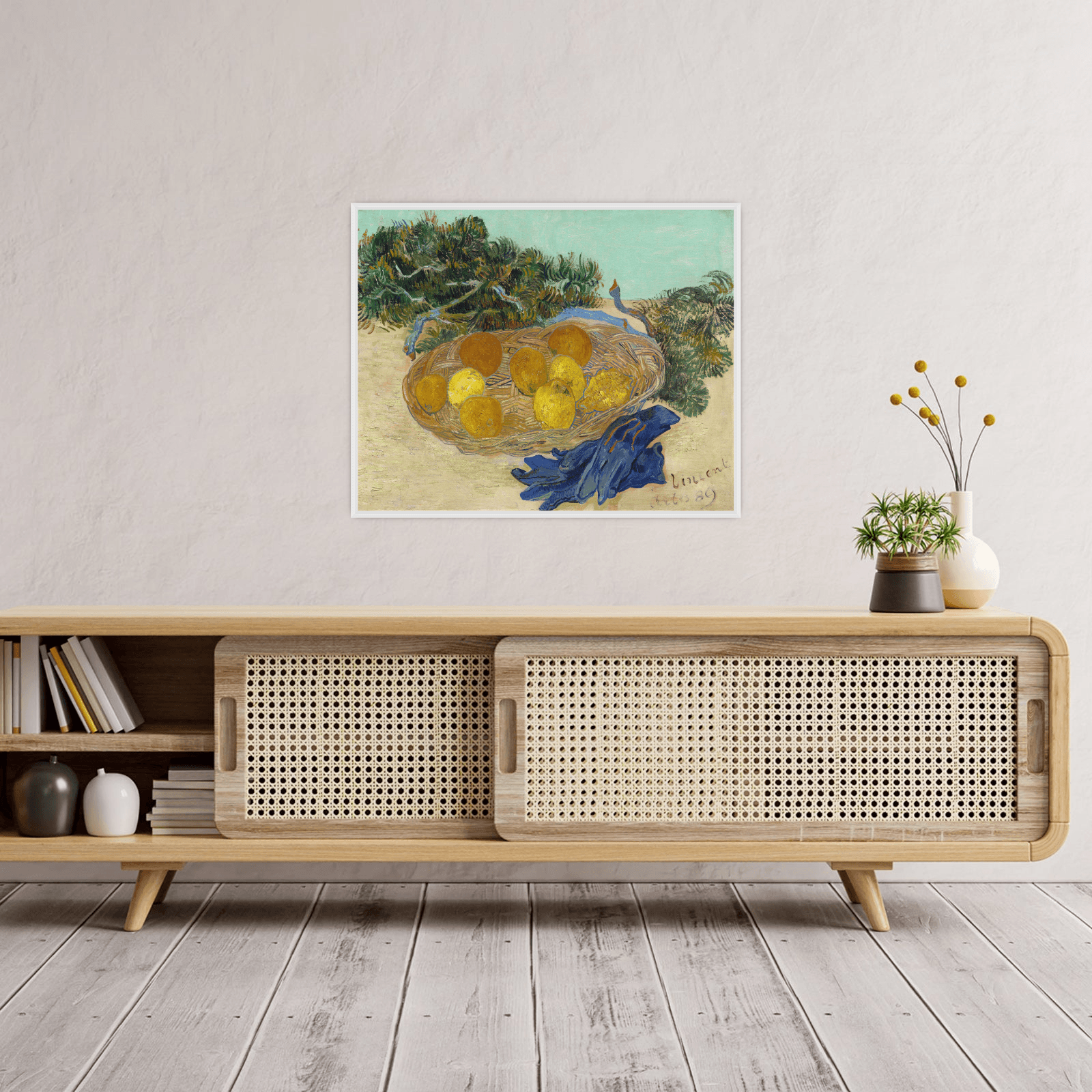 Still Life of Oranges and Lemons with Blue Gloves, Vincent van Gogh - ArtDeco Canvas