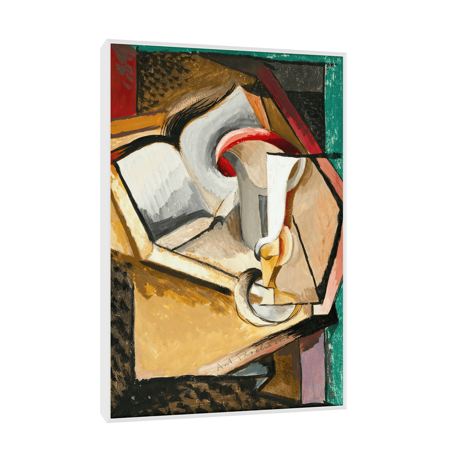 Still life with cup and book, Antonin Procházka - ArtDeco Canvas