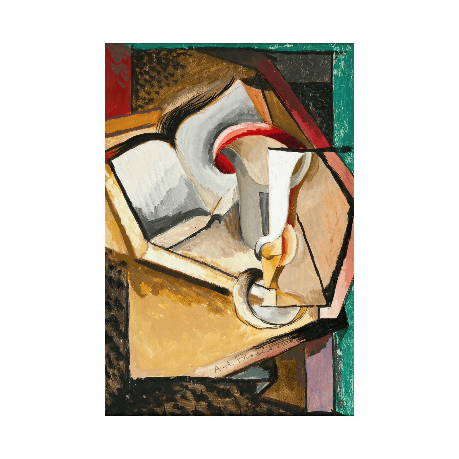 Still life with cup and book, Antonin Procházka - ArtDeco Canvas
