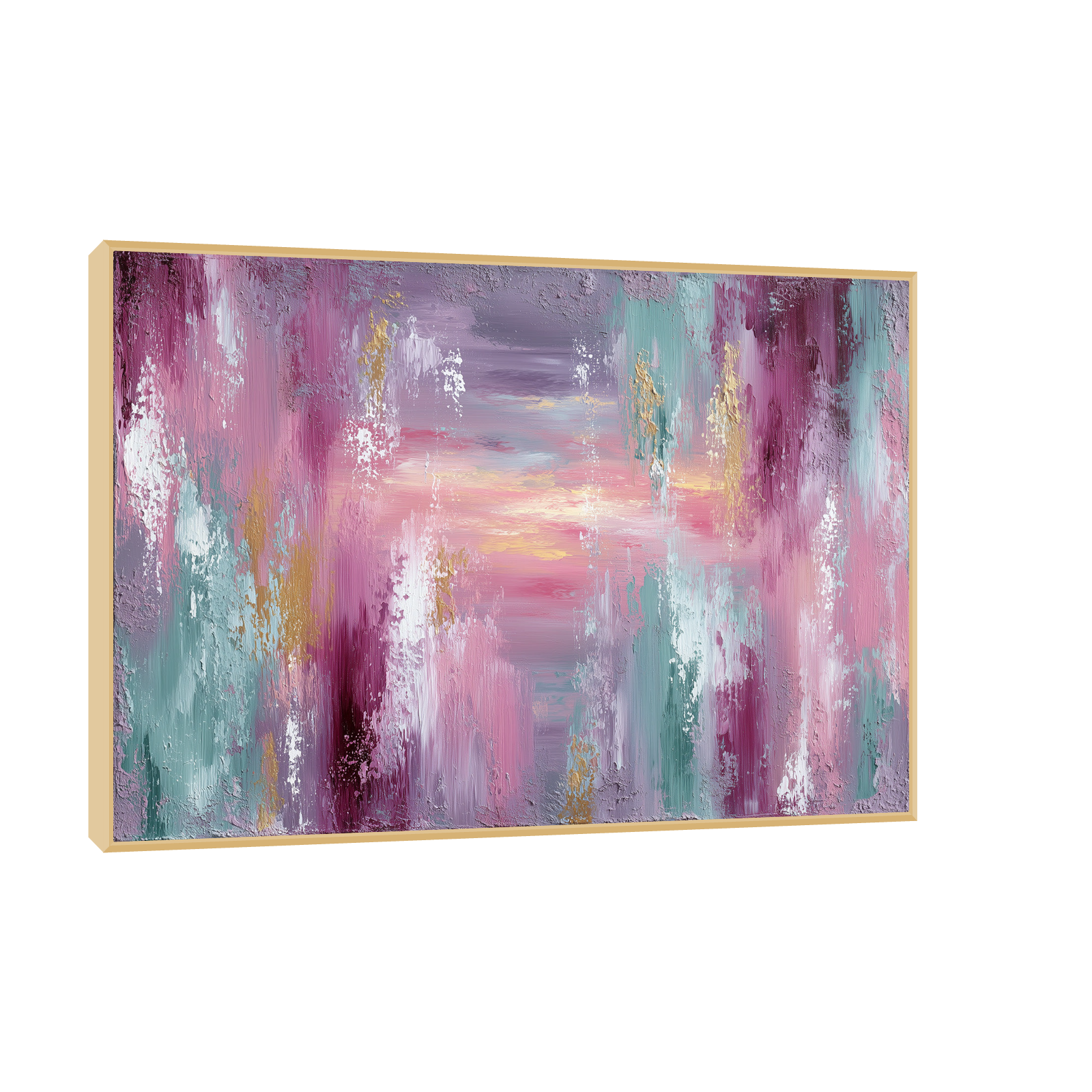 Textured Abstract Painting – Blush, Teal & Gold Tones
