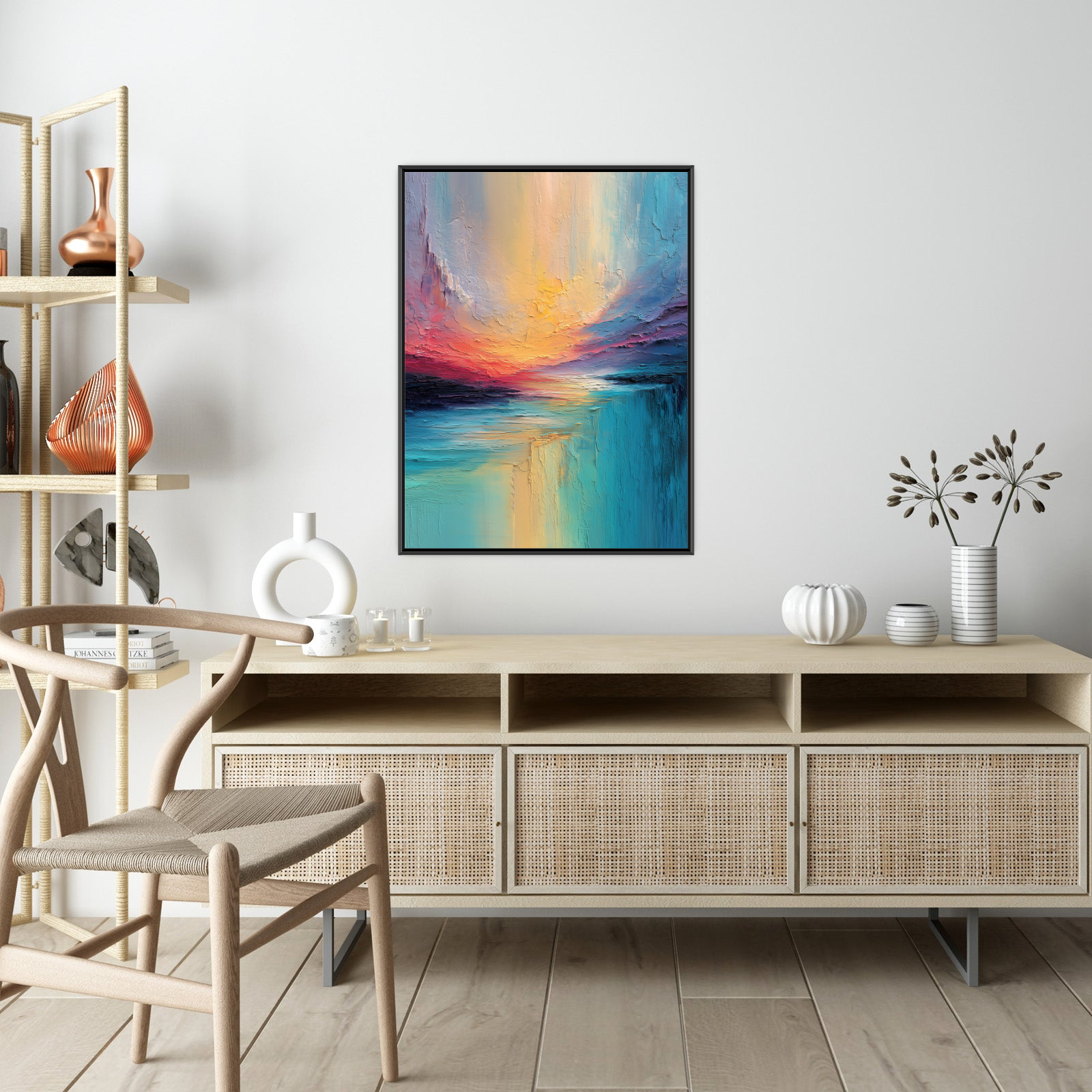 Textured Sunset Landscape – Abstract Coastal Painting