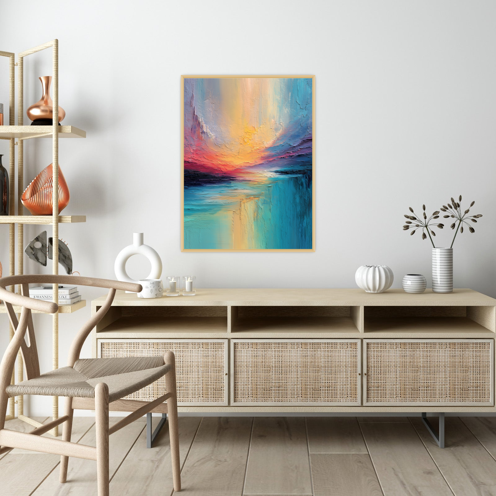 Textured Sunset Landscape – Abstract Coastal Painting