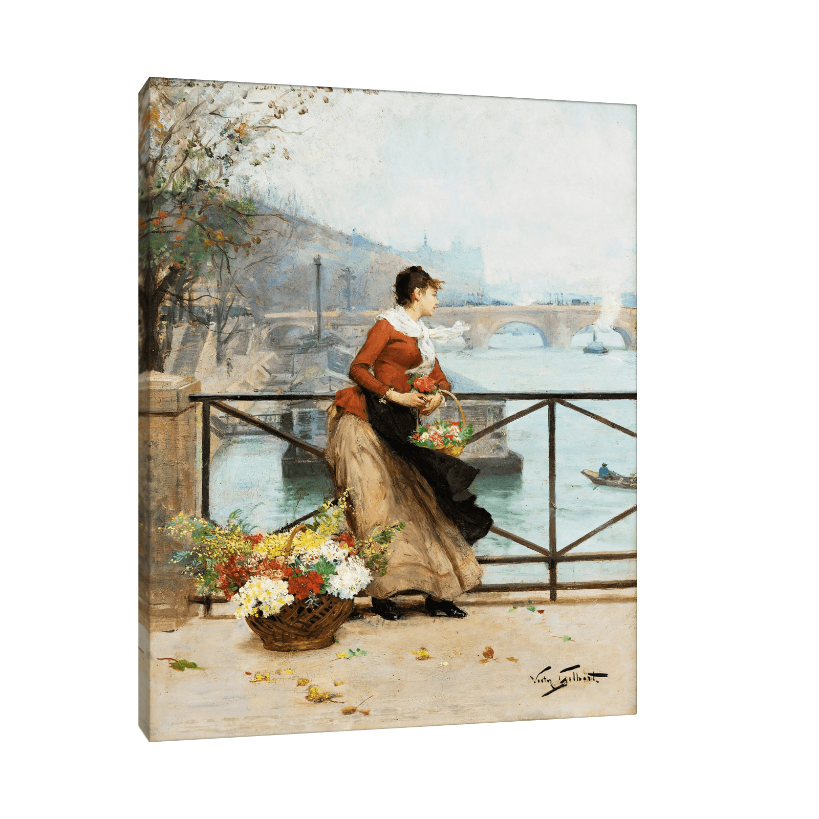 The Flower Vendor in Paris, Victor Gabriel Gilbert - ArtDeco Canvas