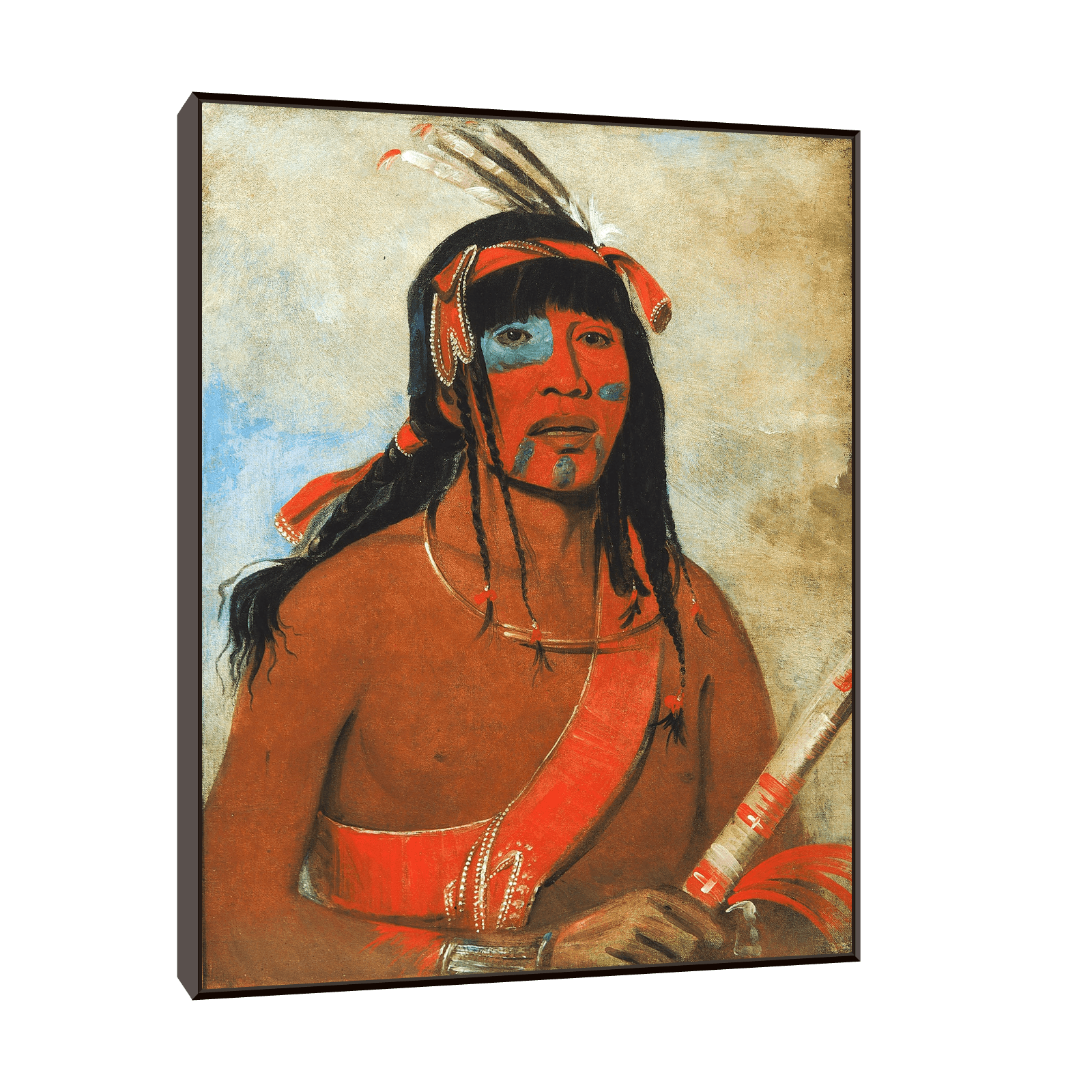 The Ottaway, a Warrior,George Catlin - ArtDeco Canvas