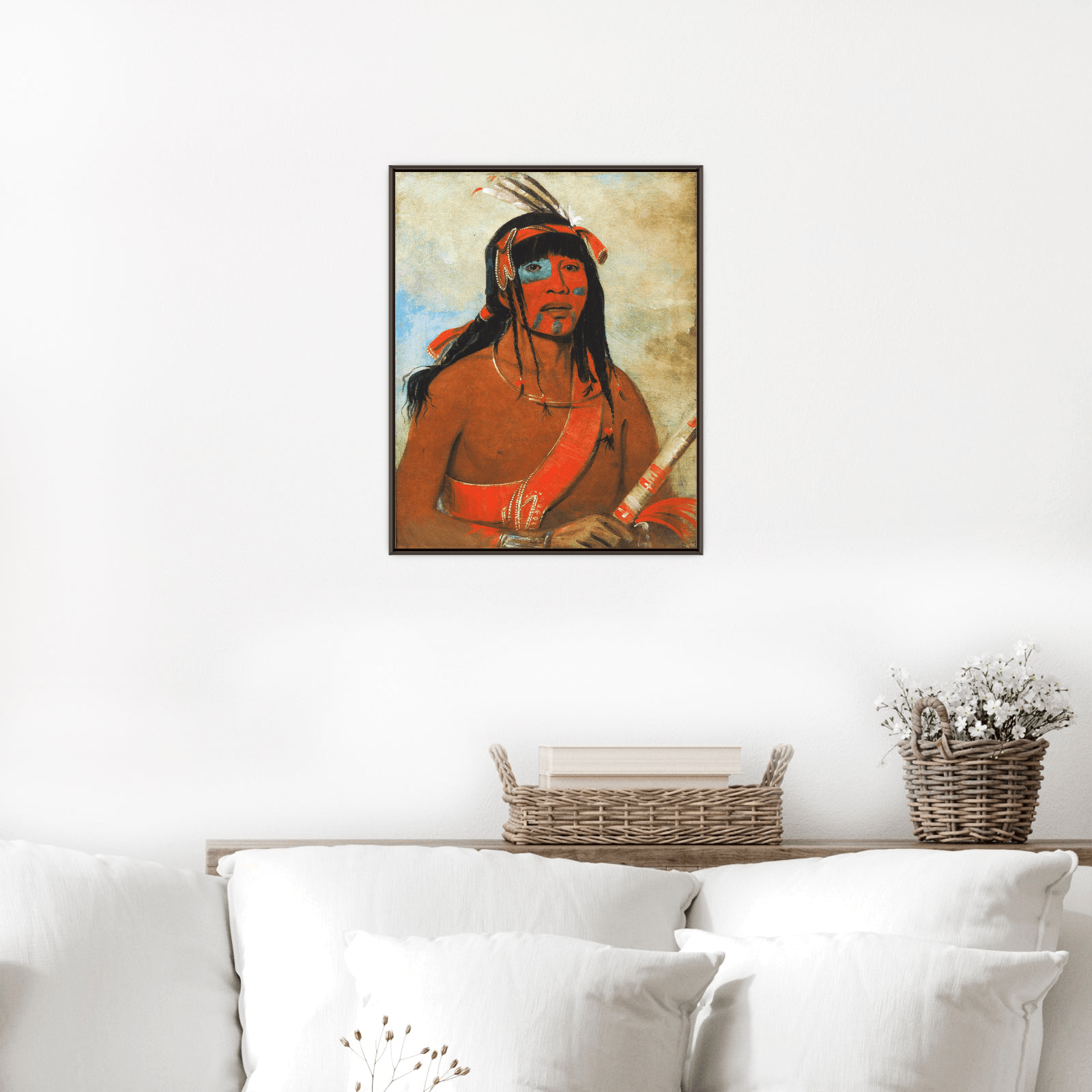 The Ottaway, a Warrior,George Catlin - ArtDeco Canvas