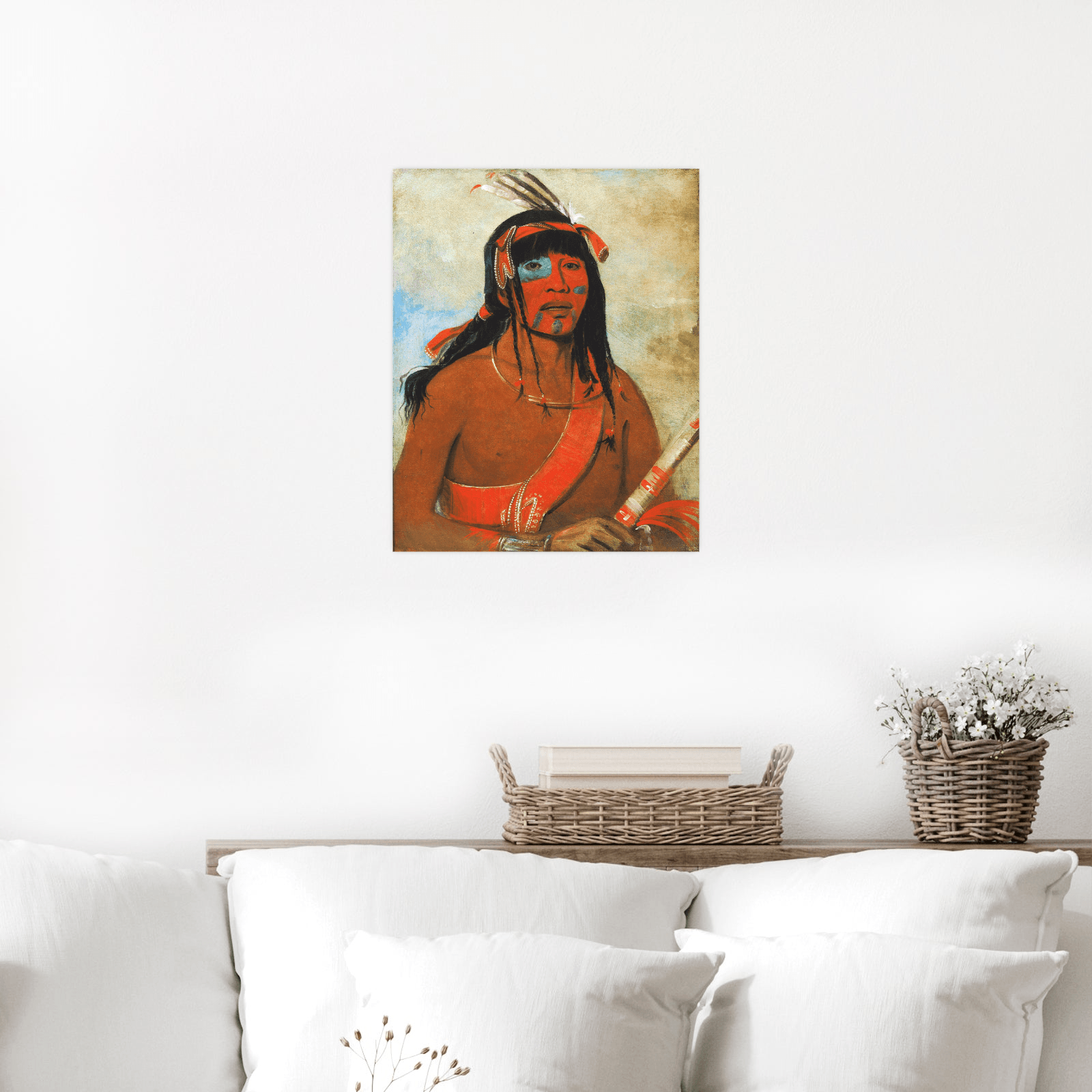 The Ottaway, a Warrior,George Catlin - ArtDeco Canvas