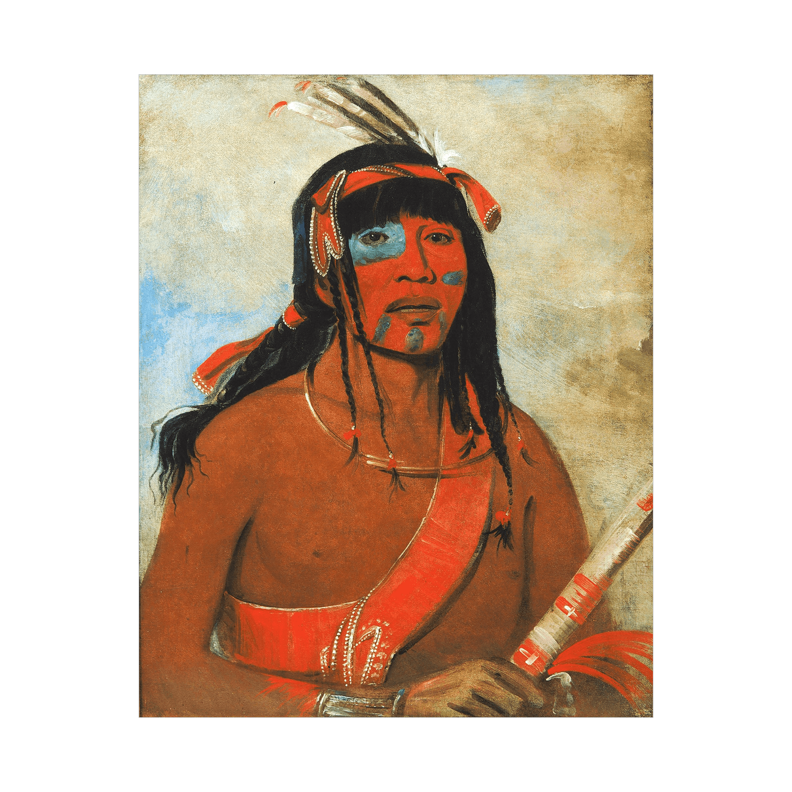 The Ottaway, a Warrior,George Catlin - ArtDeco Canvas