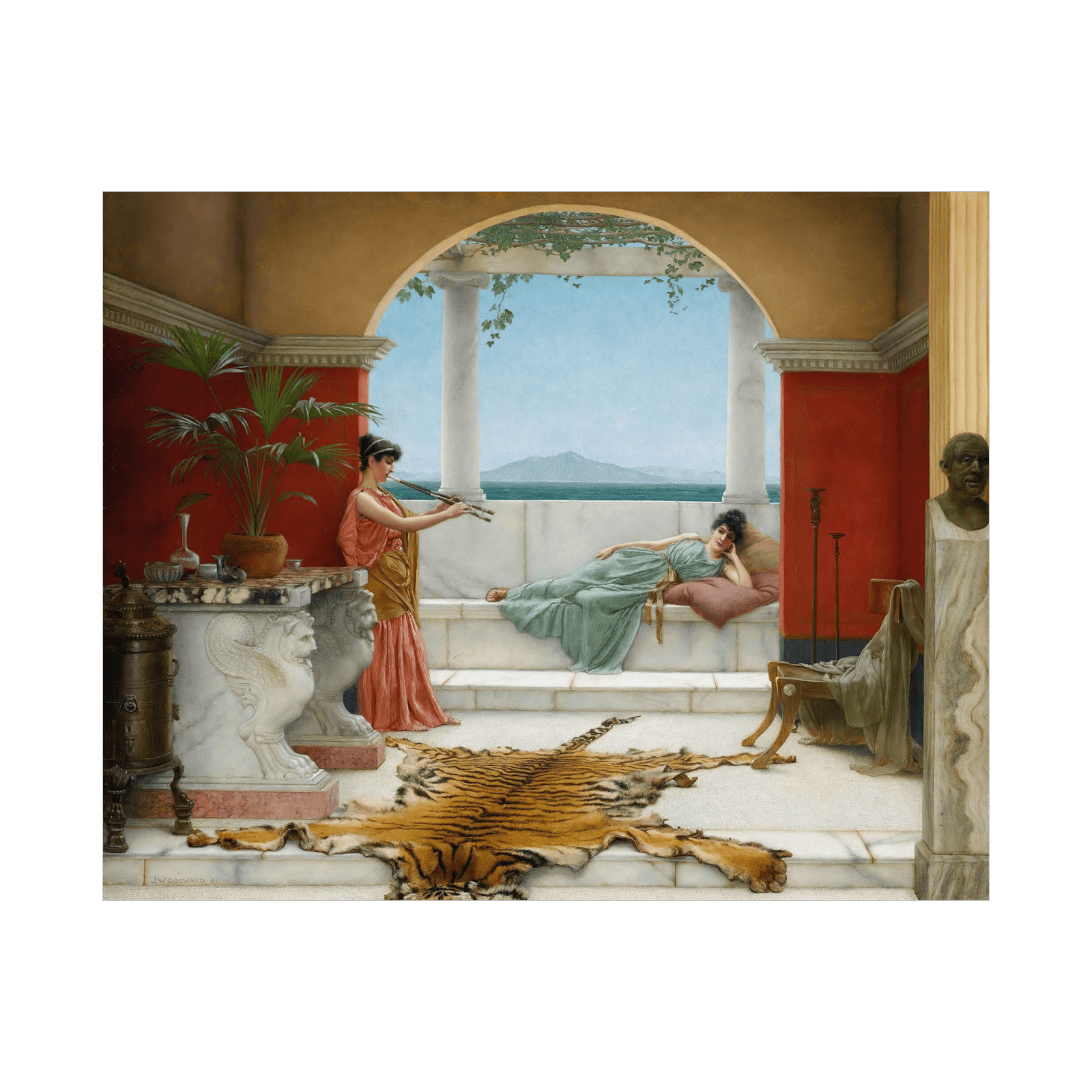 The Sweet Siesta Of A Summer Day, John William Godward - ArtDeco Canvas