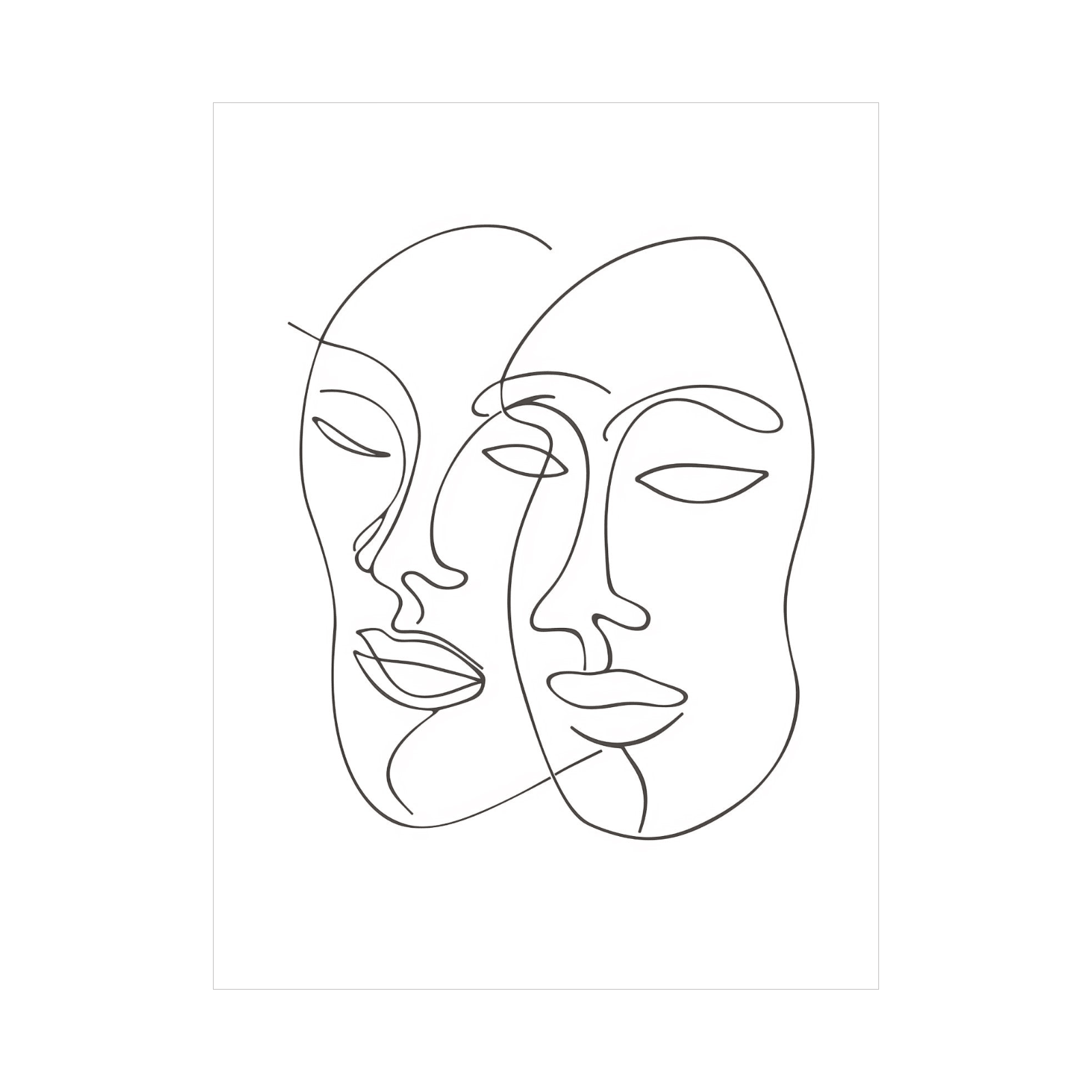 The masks line drawing - ArtDeco Canvas