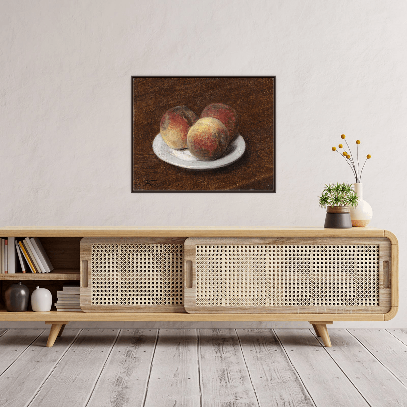 Three Peaches on a Plate, Henri Fantin-Latour - ArtDeco Canvas