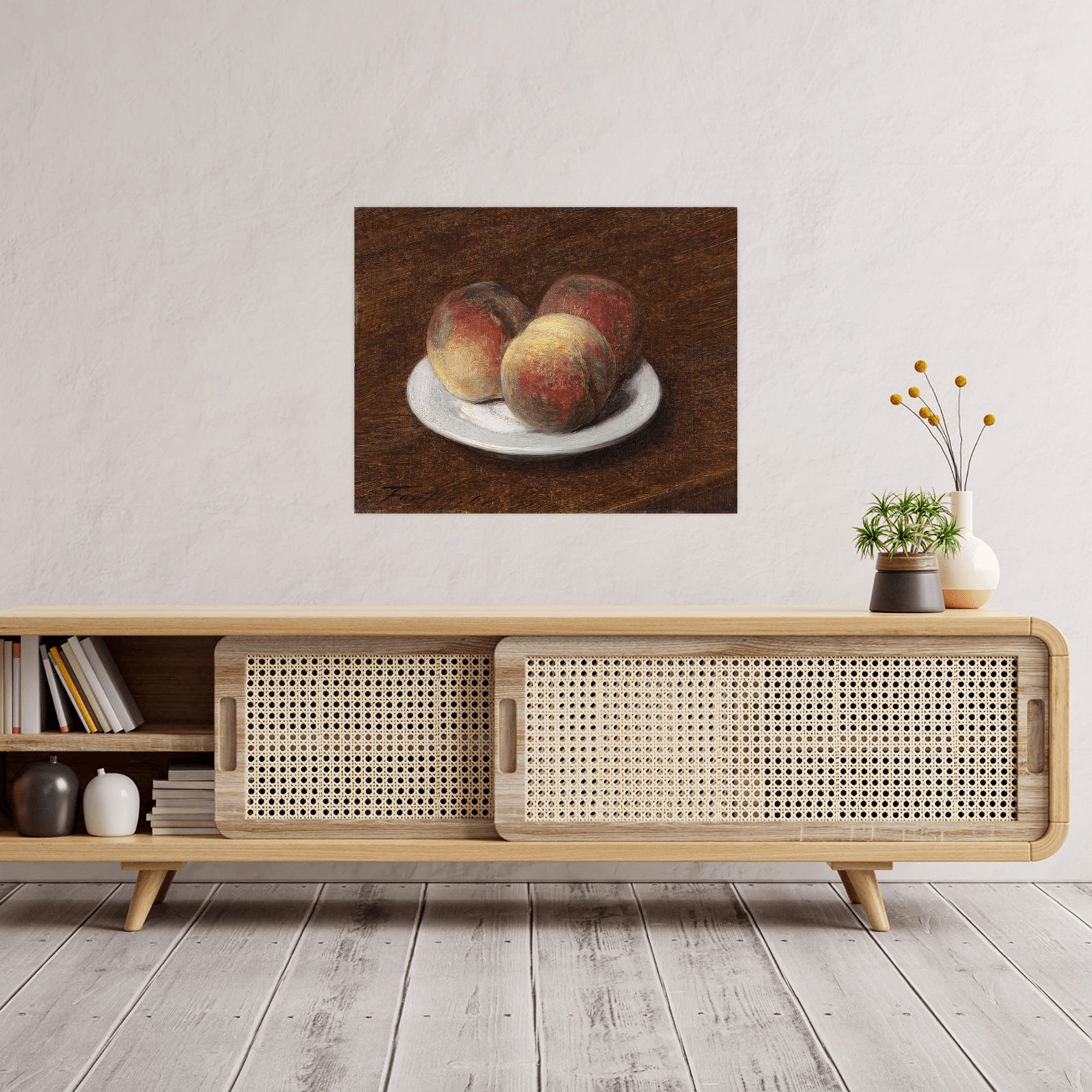 Three Peaches on a Plate, Henri Fantin-Latour - ArtDeco Canvas