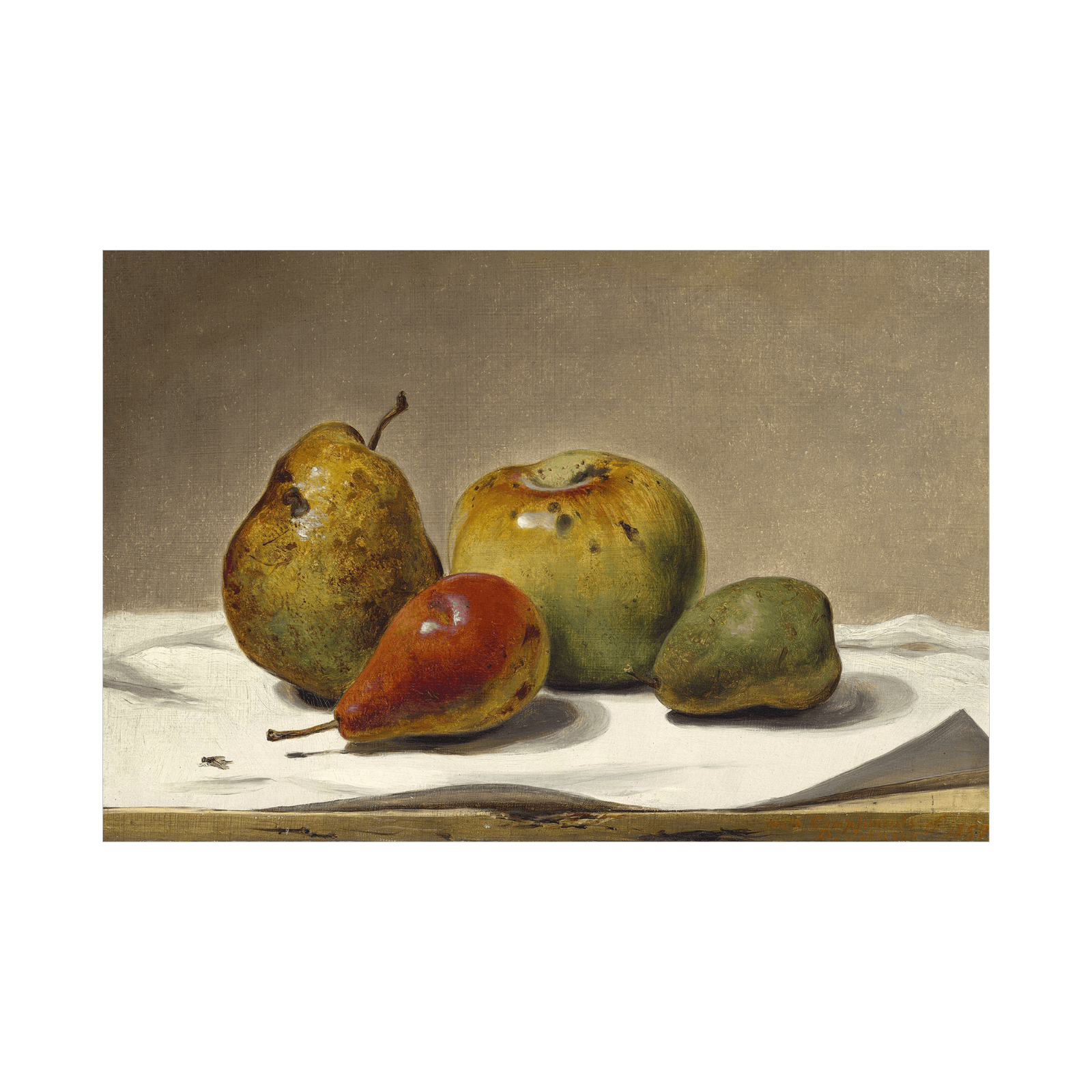 Three Pears and an Apple, David Johnson - ArtDeco Canvas