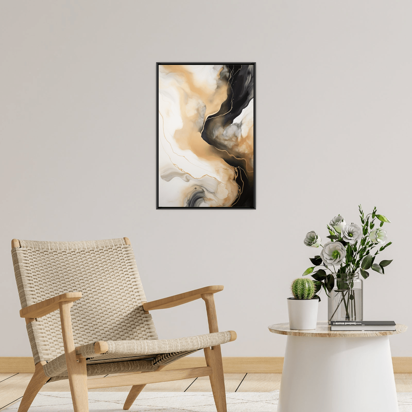 Timeless flow in black and gold - ArtDeco Canvas