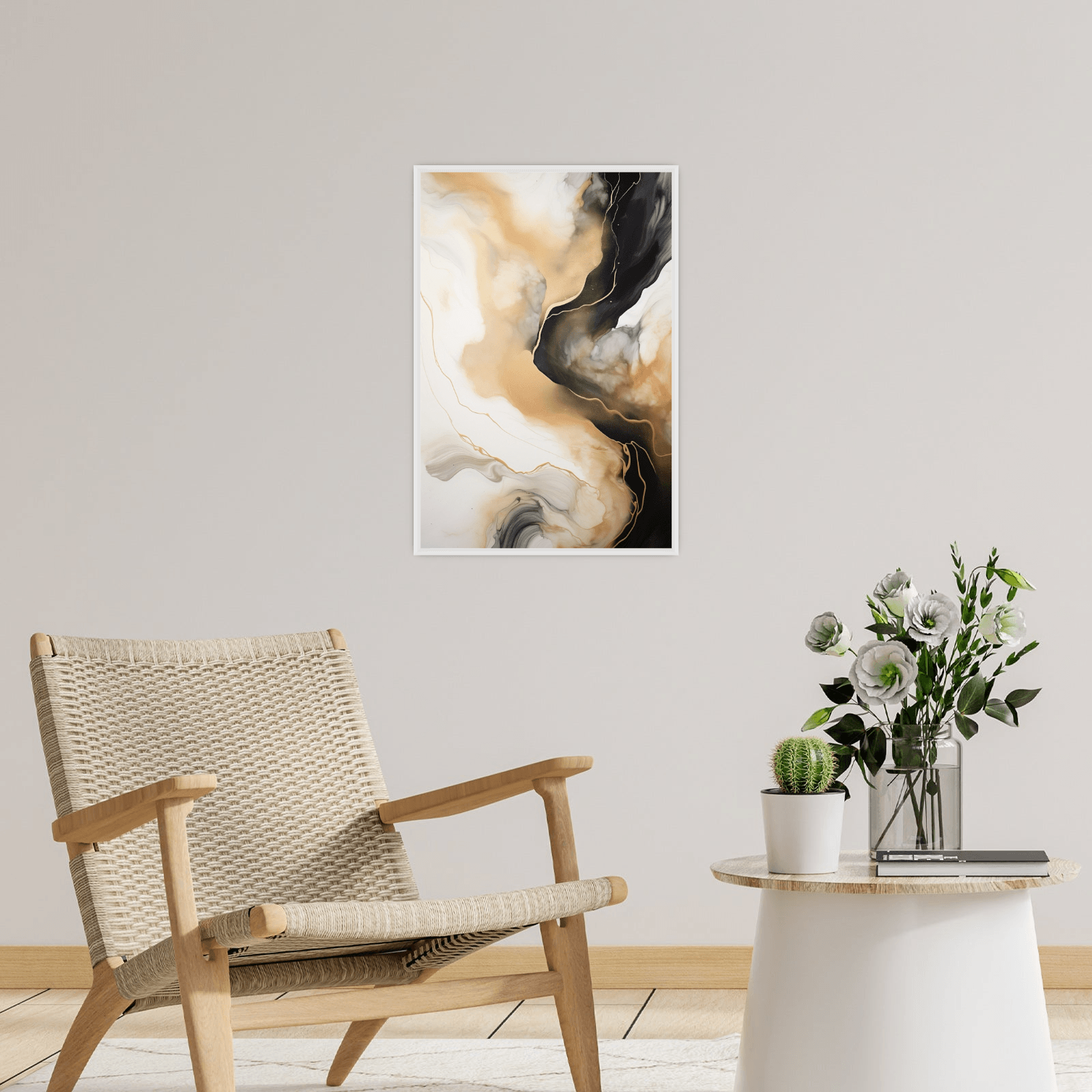 Timeless flow in black and gold - ArtDeco Canvas