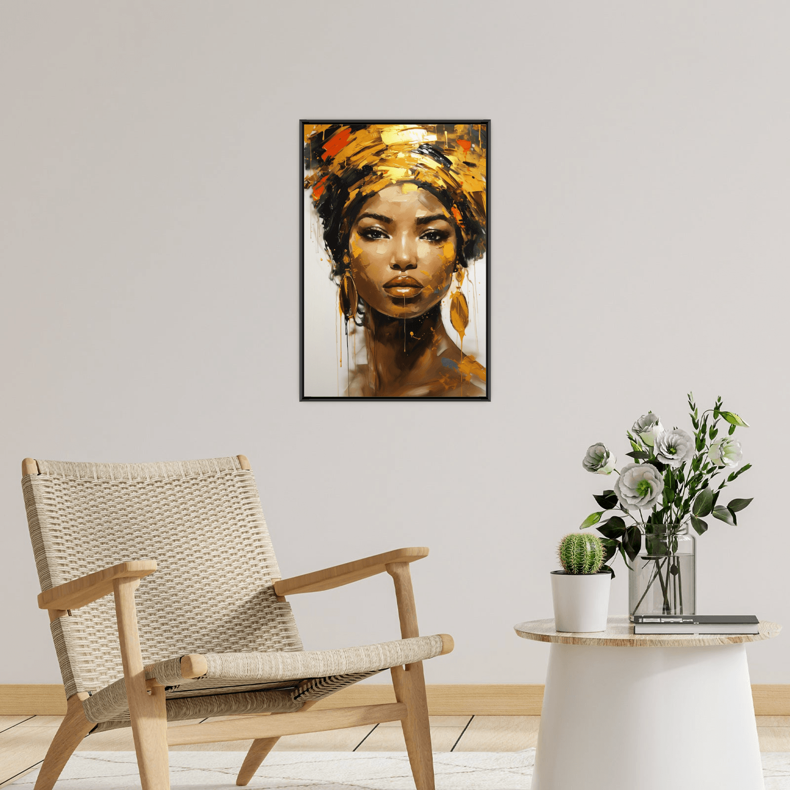Traditional African girl with gold details - ArtDeco Canvas