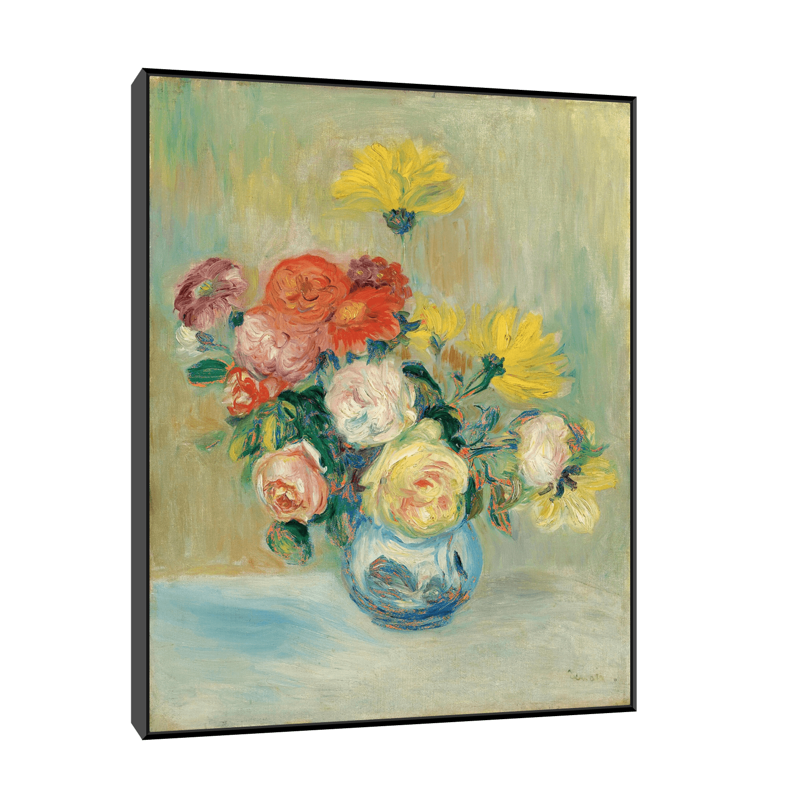 Vase De Roses Et Dahlias, Pierre-Auguste Renoir - ArtDeco Canvas