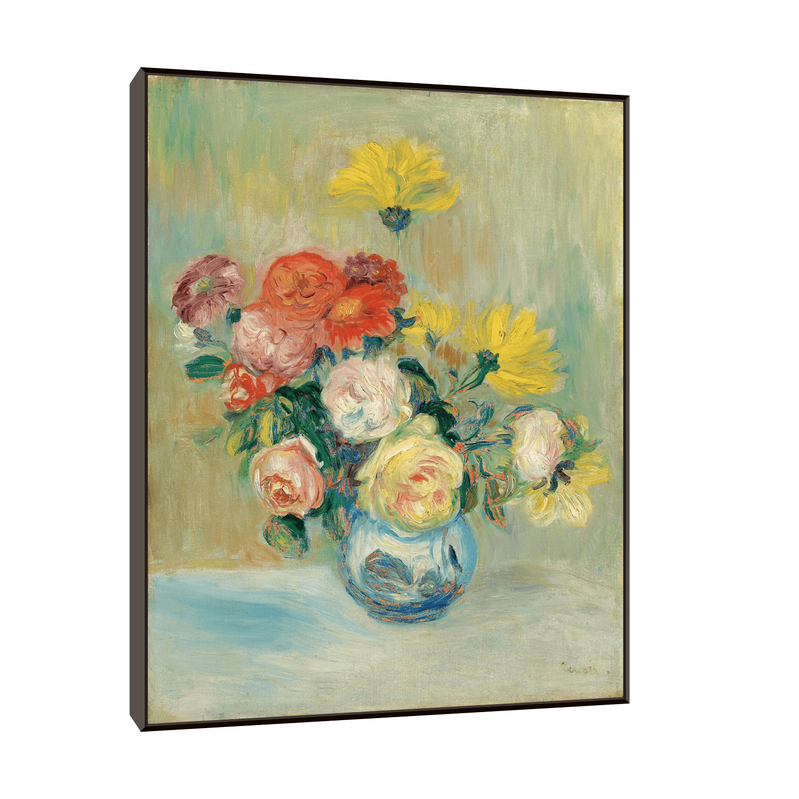 Vase De Roses Et Dahlias, Pierre-Auguste Renoir - ArtDeco Canvas