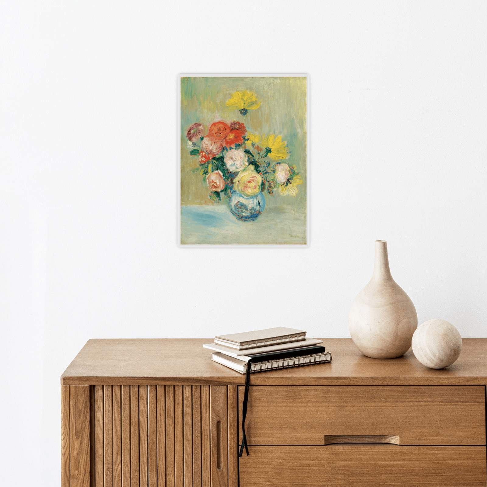 Vase De Roses Et Dahlias, Pierre-Auguste Renoir - ArtDeco Canvas