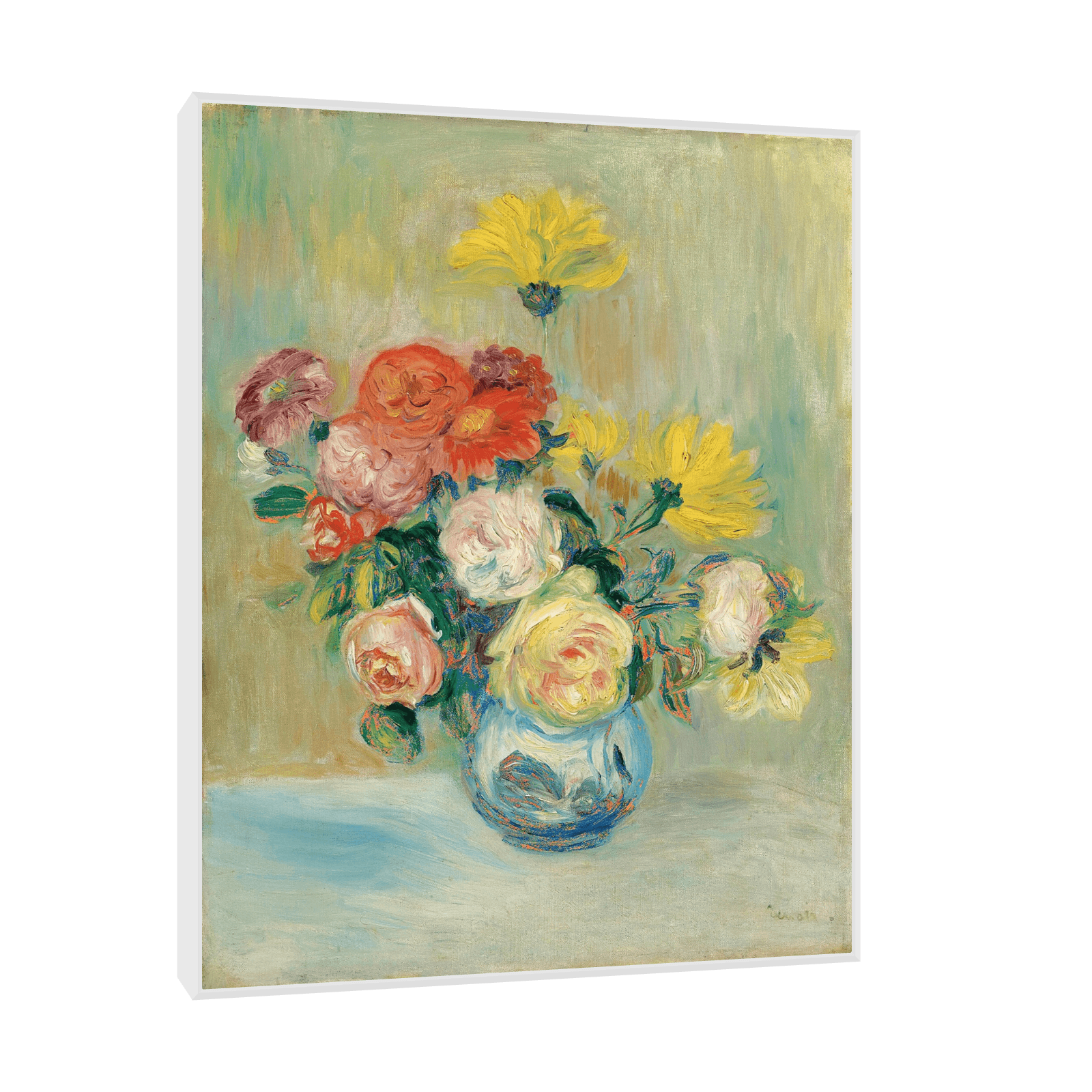 Vase De Roses Et Dahlias, Pierre-Auguste Renoir - ArtDeco Canvas