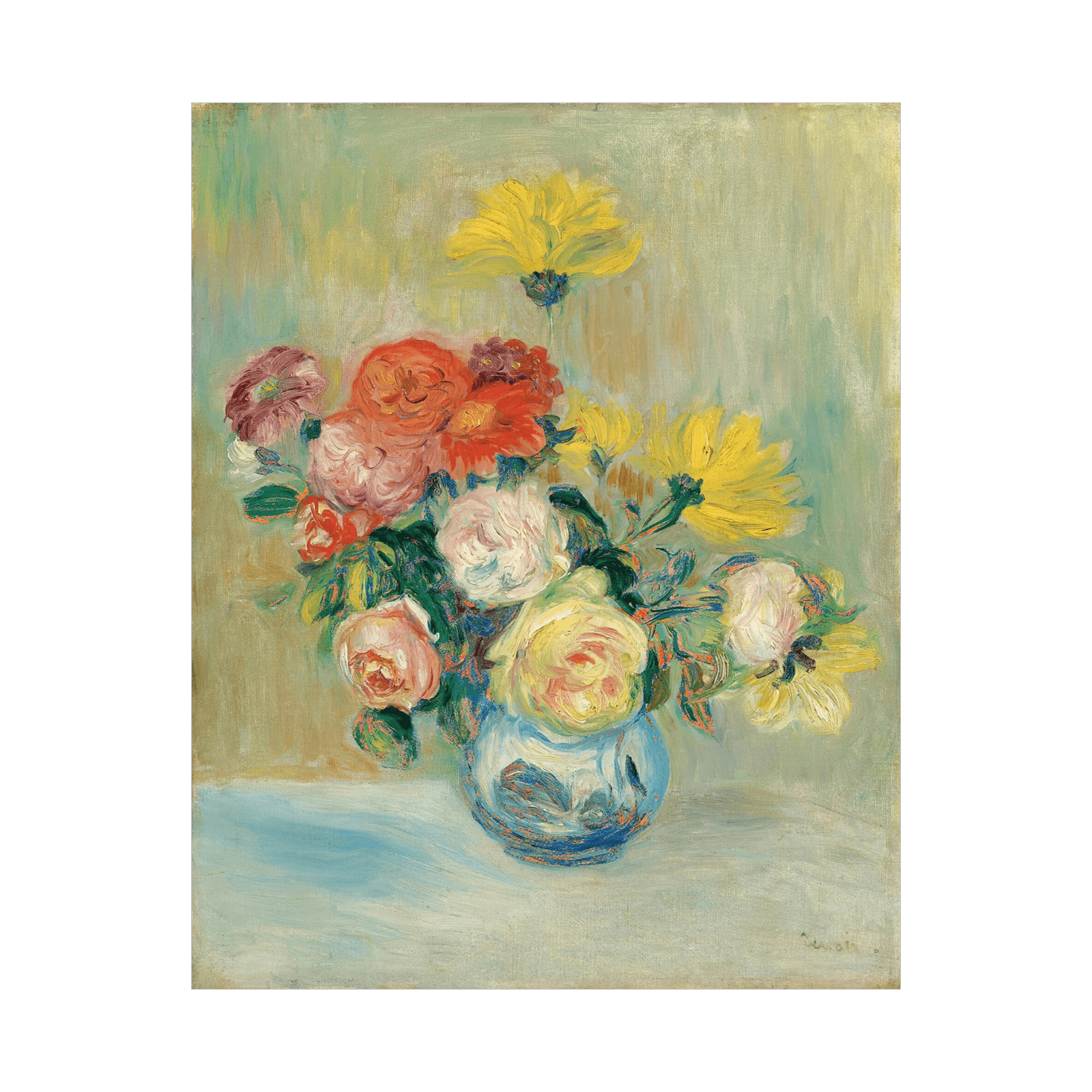 Vase De Roses Et Dahlias, Pierre-Auguste Renoir - ArtDeco Canvas